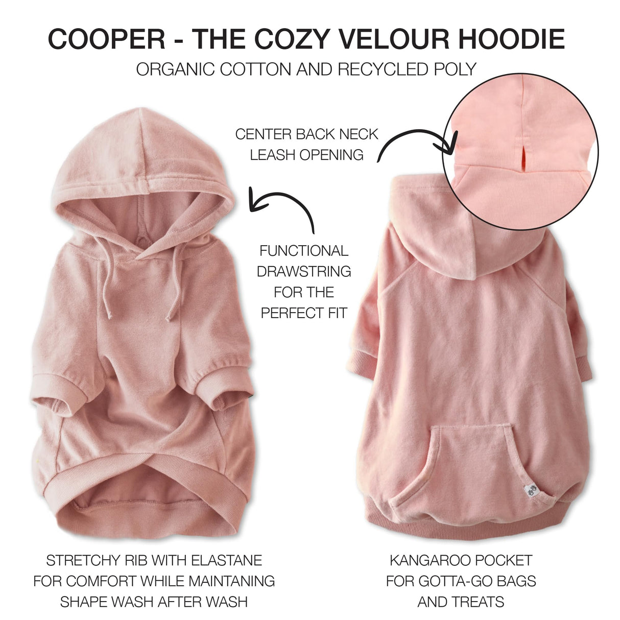 Pet Passion Velour Dog Pet Hoodie Coat for Small, Medium and Large Dogs, Pink, XX-Small