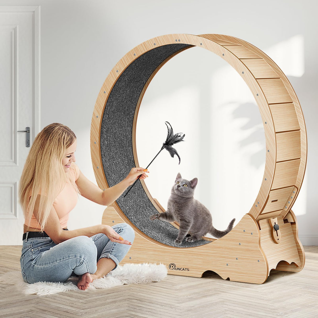 Naviconvex Cat Wheel, 48" XL Large Cats Exercise Running Wheel, Cat Treadmill for Indoor Cats