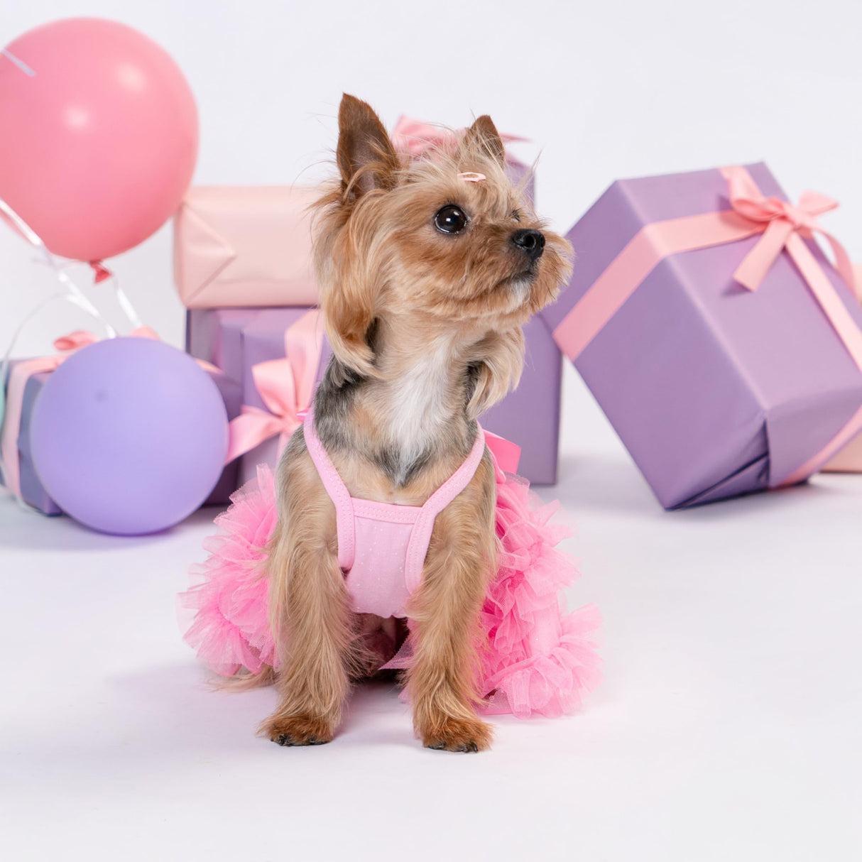 Fitwarm Sparkly Dog Tiered Dress, Fancy Dog Clothes for Small Dogs Girl, Bohemian Doggie Birthday Outfit, Pet Apparel, Pink, XXS