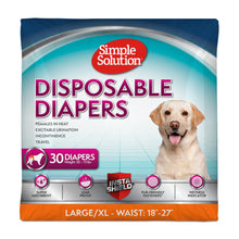 Load image into Gallery viewer, Simple Solution Disposable Dog Diapers, Female Dog Diapers, Puppy Potty Training, Incontinence and Heat Cycle Protection, Large Diapers for Dogs, 18-27 Inch Waist, 30 Count