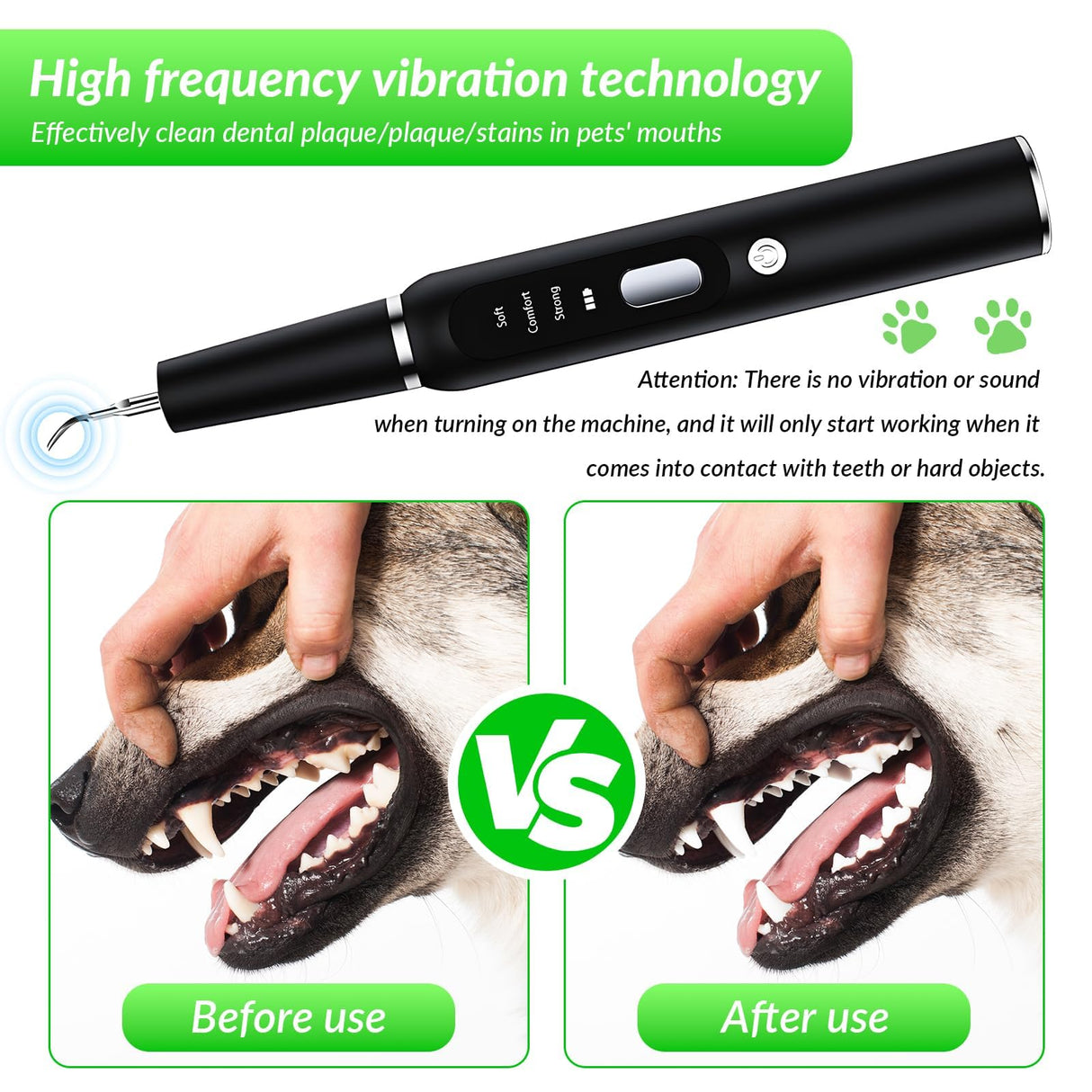 LGGbaodan Dog Plaque and Tartar Remover&Tartar Remover for Pet Teeth, Dog Teeth Cleaning Kit with LED Light and Storage Box, Pet Dental Care, Black.