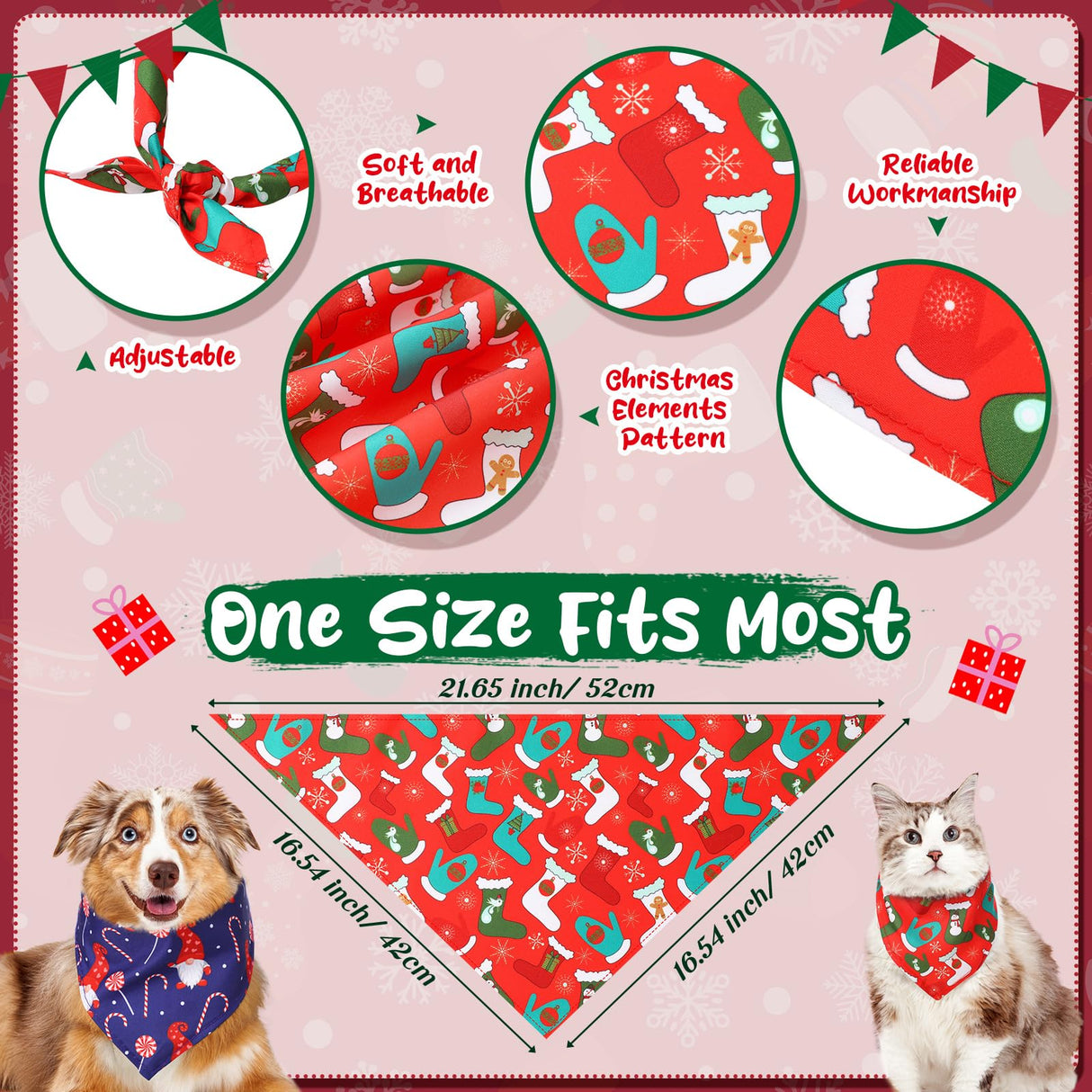 Amylove 120 Pcs St. Patrick's Day Dog Bandanas Bulk Holiday Triangle Dog Pack Puppy Kerchief Bandana Adjustable Spring Pet Scarf for Pet Cat Costume Accessories Decor(Snowman)