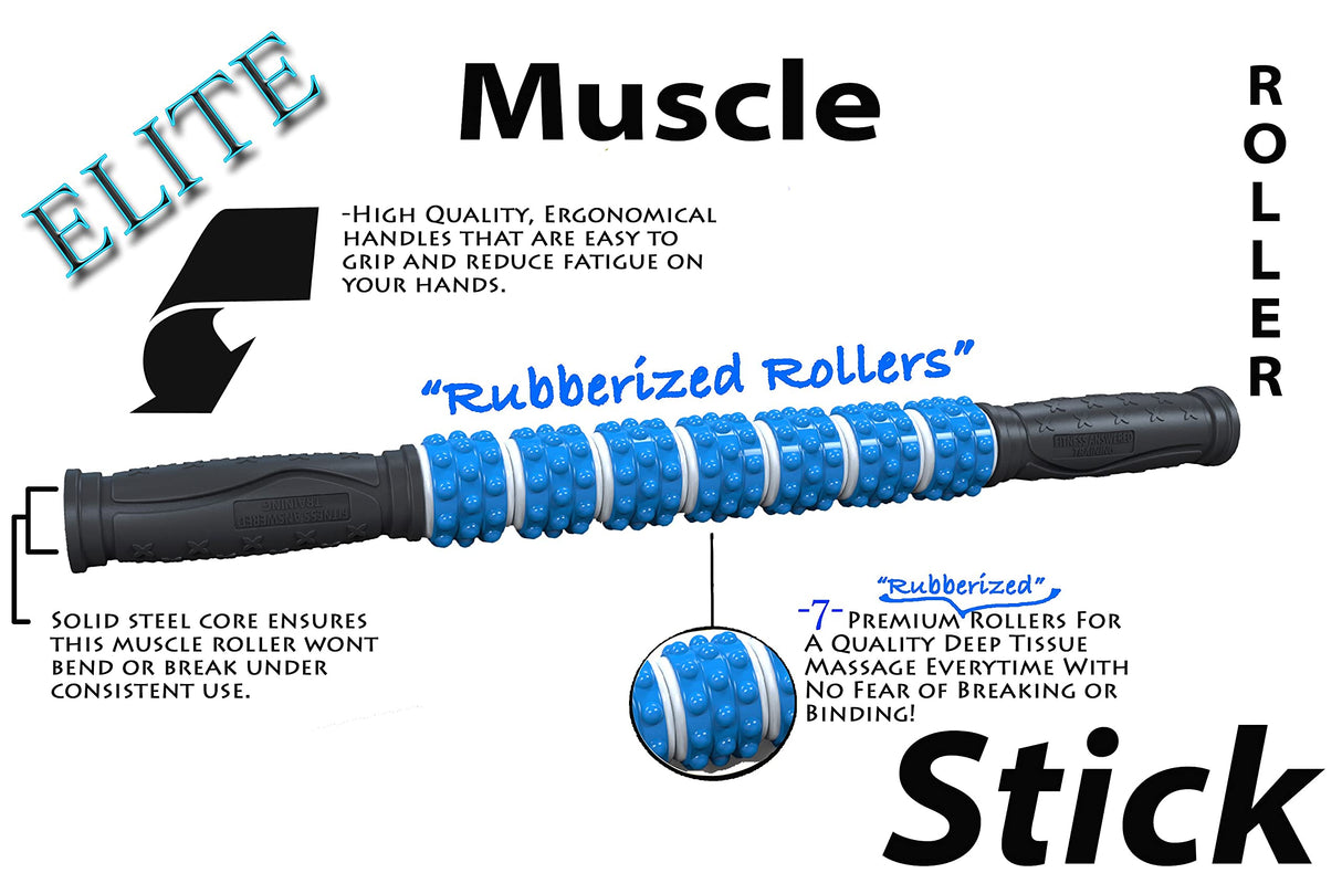 It Band Roller Muscle Roller Massage Stick for Legs Foam Roller for Shin Splints Muscle Roller Stick Massage Stick Shin Roller Stick Roller for Sore Muscles Calf Roller - Blue, Elite Rubber
