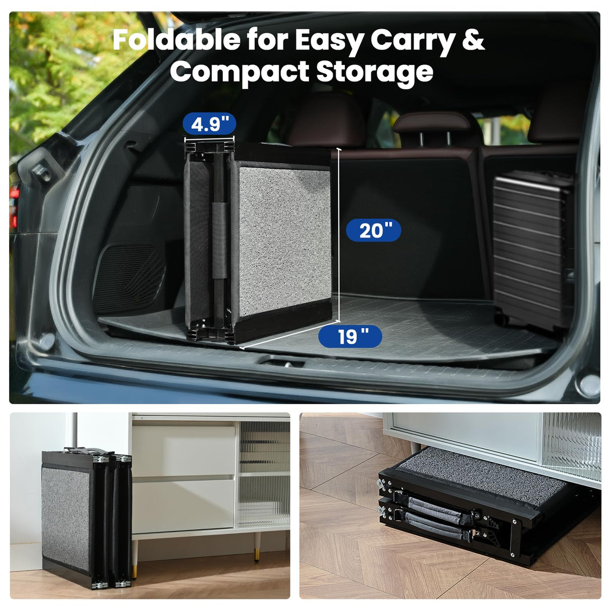 Dog Ramp for Car, Pawlify 71" x 20" Dog Ramps for Large Dogs with Anti-Pinch Handle and Anti-Slip Rug Surface, Folding Dog Ramp Up to 250LBS, Portable Dogs Car Ramp for SUV, Trucks