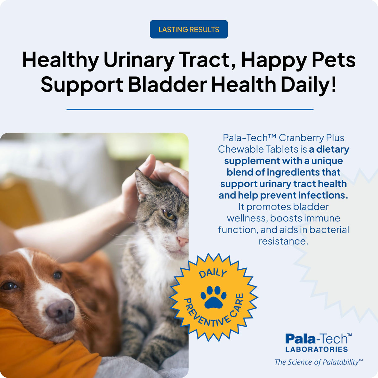 Pala Tech Cat & Dog UTI Treatment - Cranberry Supplement for Dogs&Cats 60 Chewable Tablets for Urinary Tract Infection & Bladder Stone Prevention, Canine Incontinence Support Made in USA