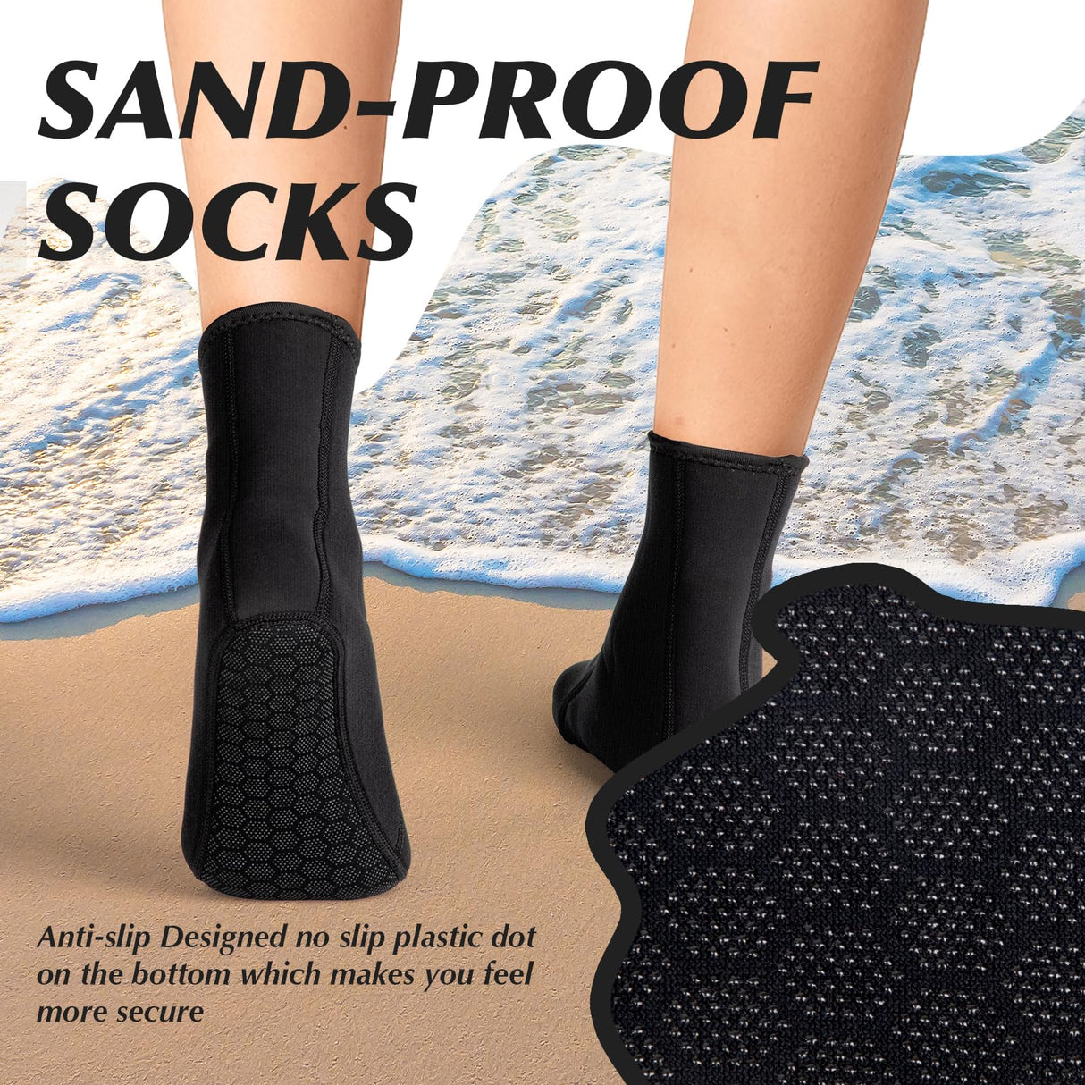 Yakevo Neoprene Socks, Water Socks 3 mm Diving Socks Booties for Outdoor Water Sports