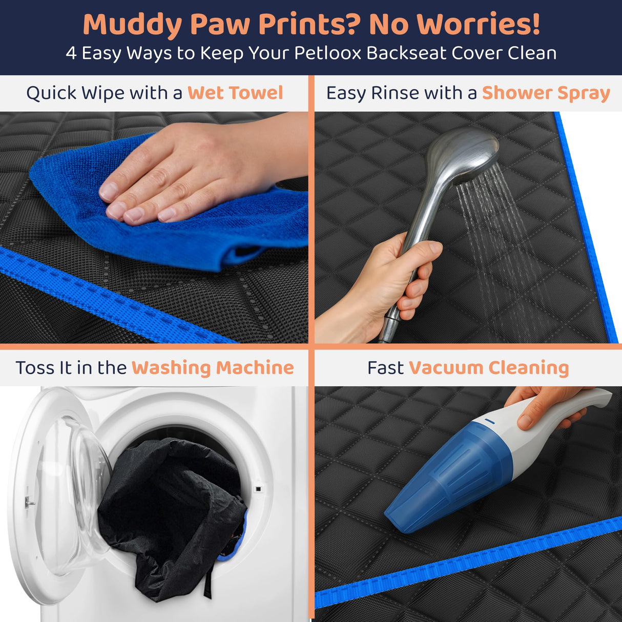 Petloox XL Dog Car Seat Cover for Back Seat, Waterproof Hammock for Car, SUV & Truck, Non-Slip Backseat Cover for Dogs, Heavy-Duty Dog Hammock Style Seat Protector Pets, Easy to Install & Clean