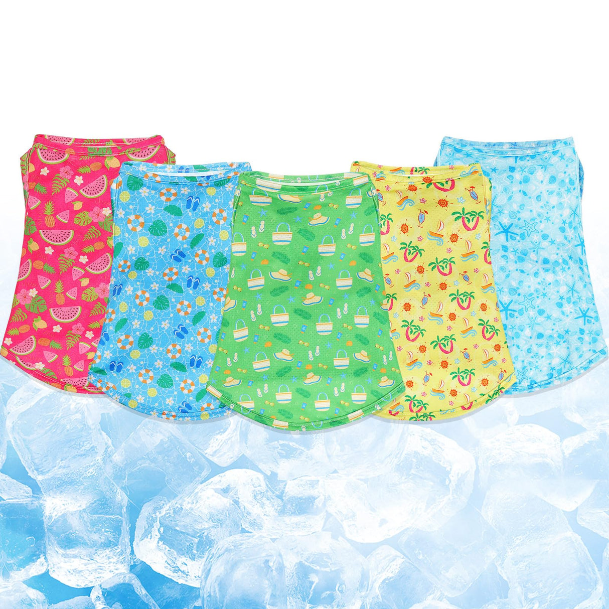 Dansydaisy 5 Pack Dog Cooling Shirts Quick Dry Vest Mesh Breathable Instant Cooling Dog Vest Lightweight Summer Beach Hawaii Jacket Collar for Outdoor Walking Hunting Hiking Clothes (S)