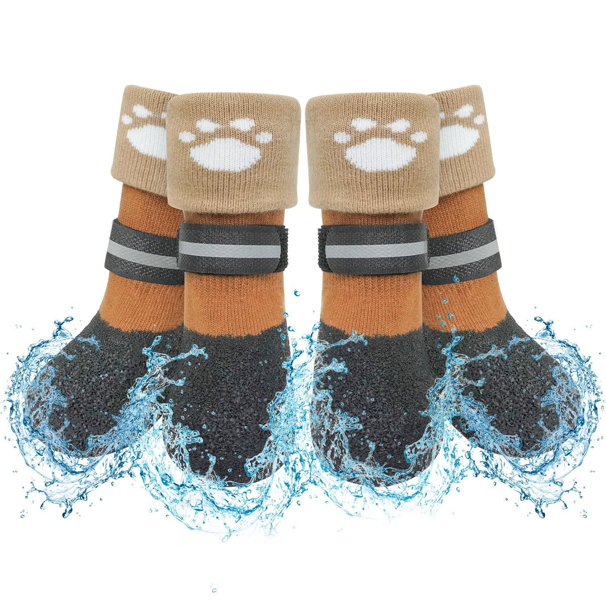 SCENEREAL Anti Slip Dog Socks Boots, Dog Shoes for Hot/Cold Pavement Snow Rain Days, Waterproof Grip Doggy Booties for Hardwood Floor, Winter Paw Protectors for Small Medium Large Senior Old Dogs