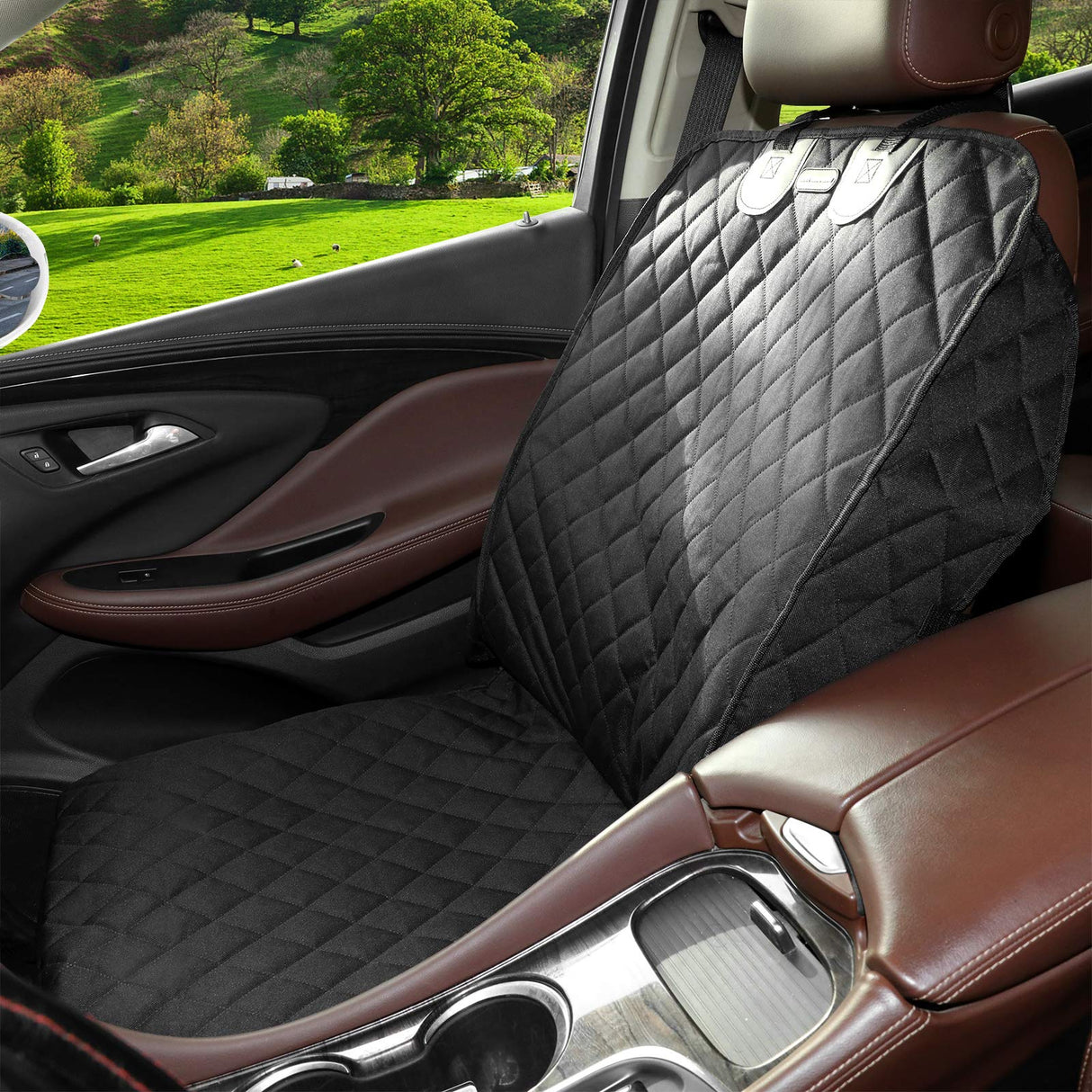 FATTY CHOWCHOW Dog Car Seat Covers Front Seat Cover with Side Flaps 100% Waterproof Car Seat Protector for Pets Scratch Proof Non-Slip Durable for Cars,Trucks & SUVs (Black)