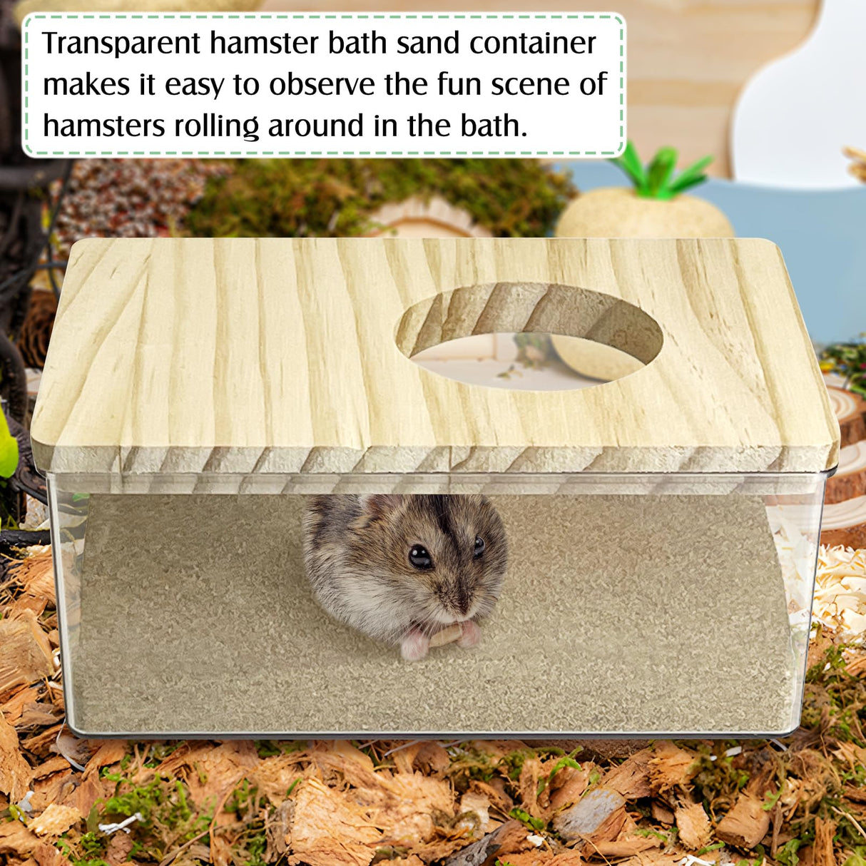 kathson Hamster Sand Bath Box Transparent Acrylic Small Animals Shower Bathtub Guinea Pigs Digging Sand Container Cage Accessories for Lemmings Gerbil Mice Hedgehog Chinchilla (Rectangle)