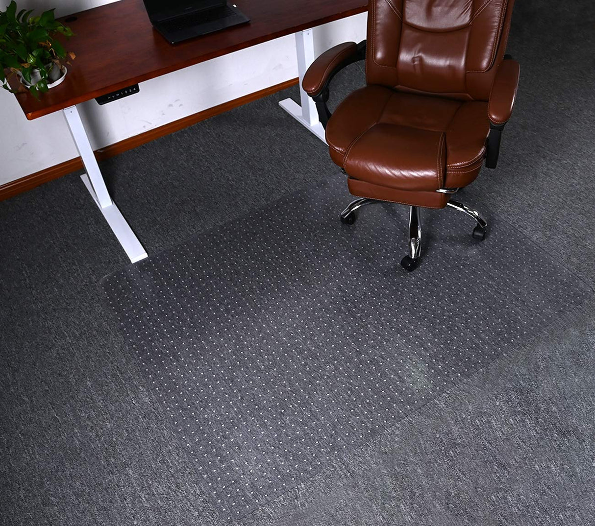 HOMEK Office Chair Mat for Carpet, 46" x 60" Studded Desk Chair Mat for Low Pile Carpeted Floors, Transparent Carpet Protector Mat for Office Chairs