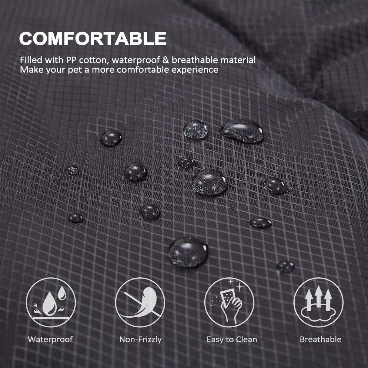 BDEUS 51x35In Extra Large Size Outdoor Dog Bed, Waterproof & Portable Camping Travel Pet Mat, Easy to Clean, Washable Odor Resistant Pet Cooling Pad (Black)