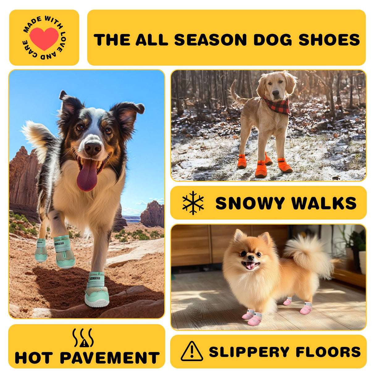 Hcpet Dog Shoes for Large Dogs, Breathable Dog Booties for Small Medium Dogs, Anti-Slip Dog Boots & Paw Protectors for Hot Pavement Winter Snow Hiking with Reflective Straps Blue Size 3