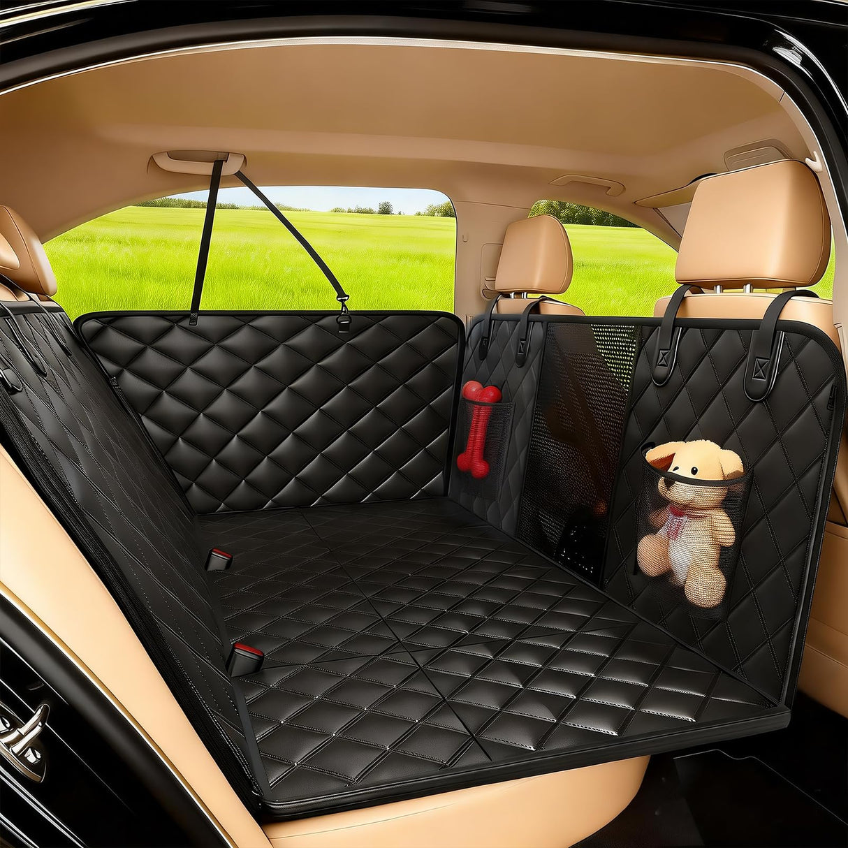 LEIMO KPARTS Dog Car Seat Cover for Back Seat,400lb Waterproof Dog Car Seat Cover Hard Bottom-Detachable,600D Heavy Duty Scratch Proof Nonslip Soft,Dog Hammock for SUVs,Car