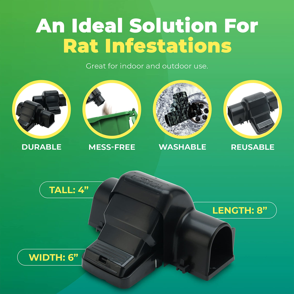 Rat Traps Indoor and Outdoor - 3 Pack Dual-Entry Large Rat Trap Outdoor and Indoor for Home, Garden and Restaurant with 99.9% Trap Rate | Easy to Use Rodent Traps with Safe Hands Free Design - UCatch