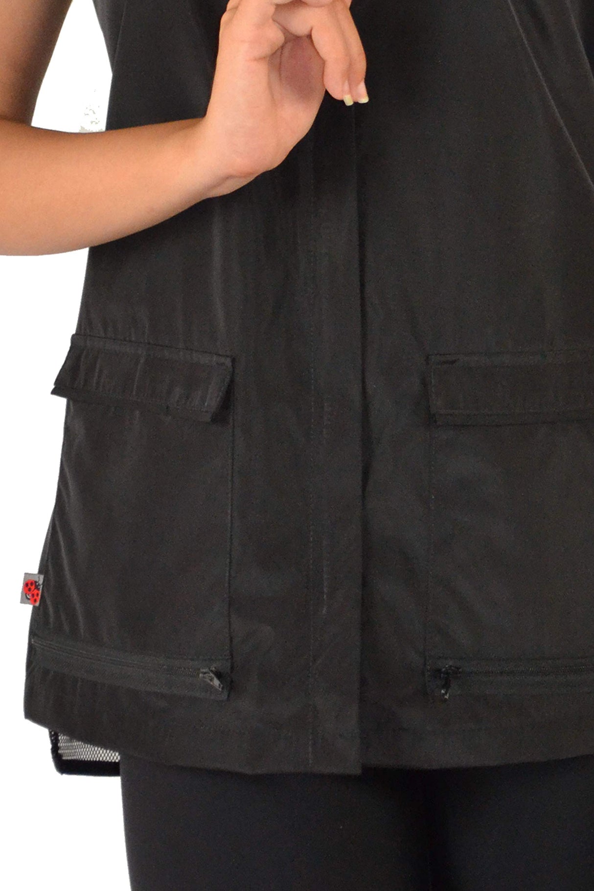 Ladybird Line 745 Black Adjustable Waterproof Lightweight Vest for Women with Pockets, Hair & Bleach Resistant Grooming and Styling Apron, Mesh Back Scrub Vest for Pet Groomers, Hair Stylists- 4XL
