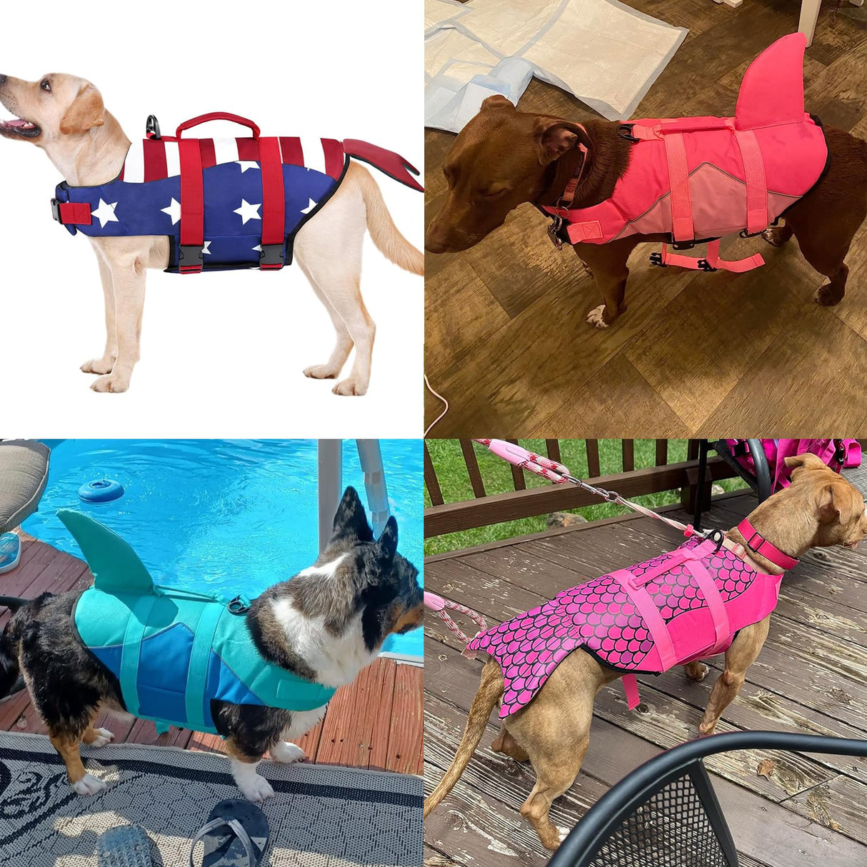 Malier Dog Life Jacket, Ripstop Dog Life Vest with High Buoyancy for Swimming Boating, High Visibility Shark Puupy Lifesaver for Small Medium Large Dogs (Pink #1, X-Large)