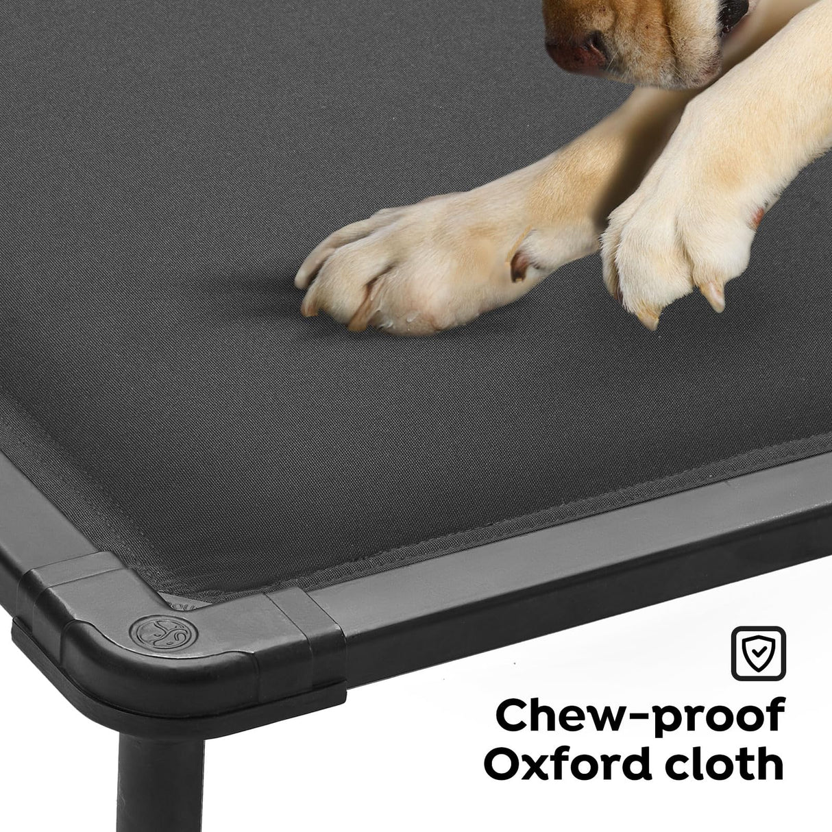 Veehoo Chew Proof Elevated Dog Bed, Indestructible Raised Dog Cot, Orthopedic Dog Platform Bed with Soft Padded Mat, Durable Waterproof Pet Cot for Indoor, Outdoor or Crate, 35-Inch, Grey