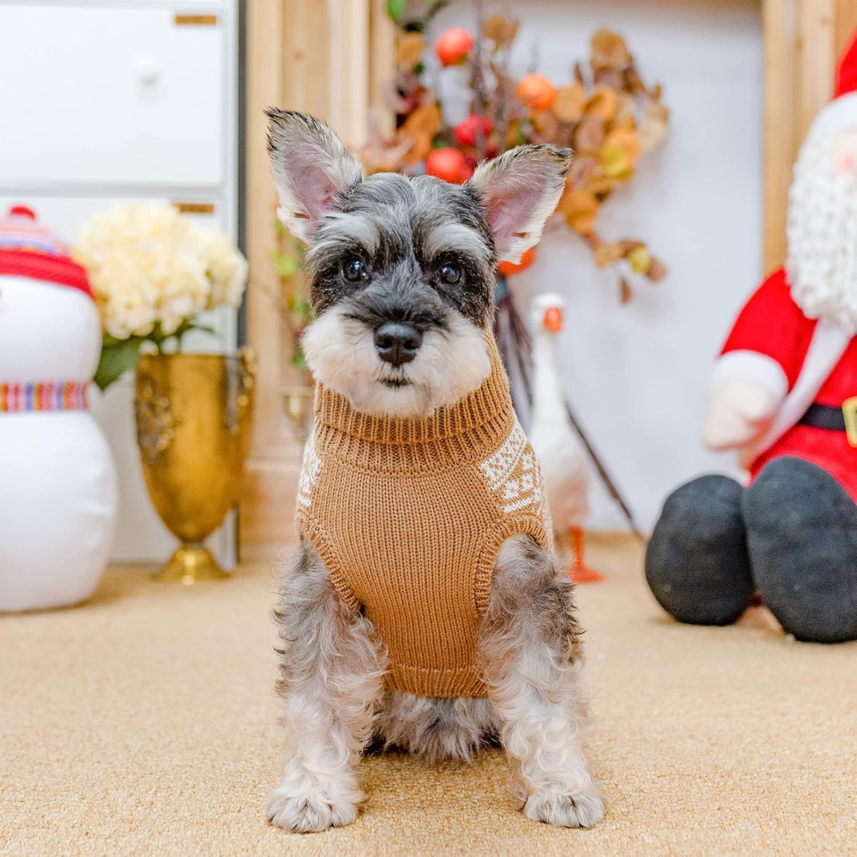 HOMIMP Dog Sweater Argyle - Warm Winter Clothes Puppy Soft Coat, Ugly Dog Sweater for Small Medium and Large Dogs, Pet Clothing Boy Girl, Cream 2XL