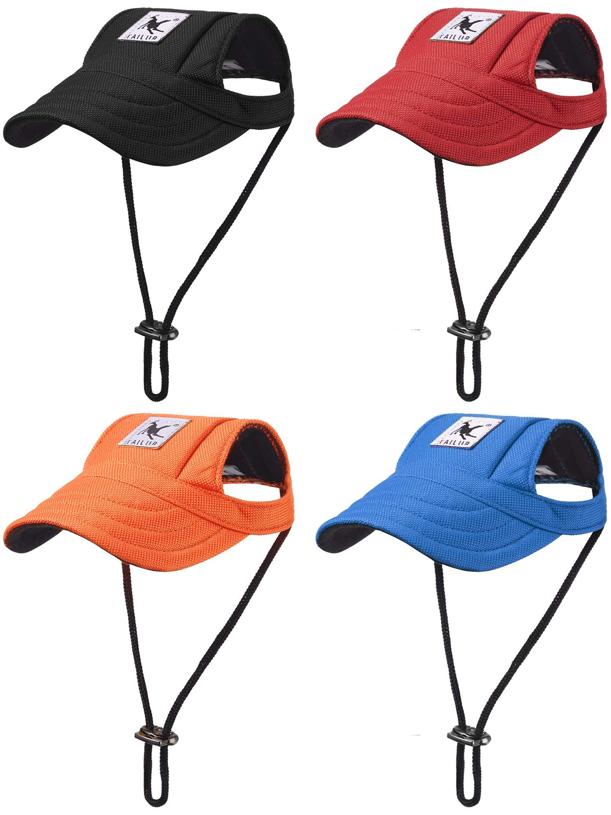 Geyoga 4 Pcs Dog Baseball Cap Sun Protection Dog Visor Hats Outdoor Sports Pet Sun Hat with Ear Holes and Adjustable Chin Strap for Puppy Small Pet
