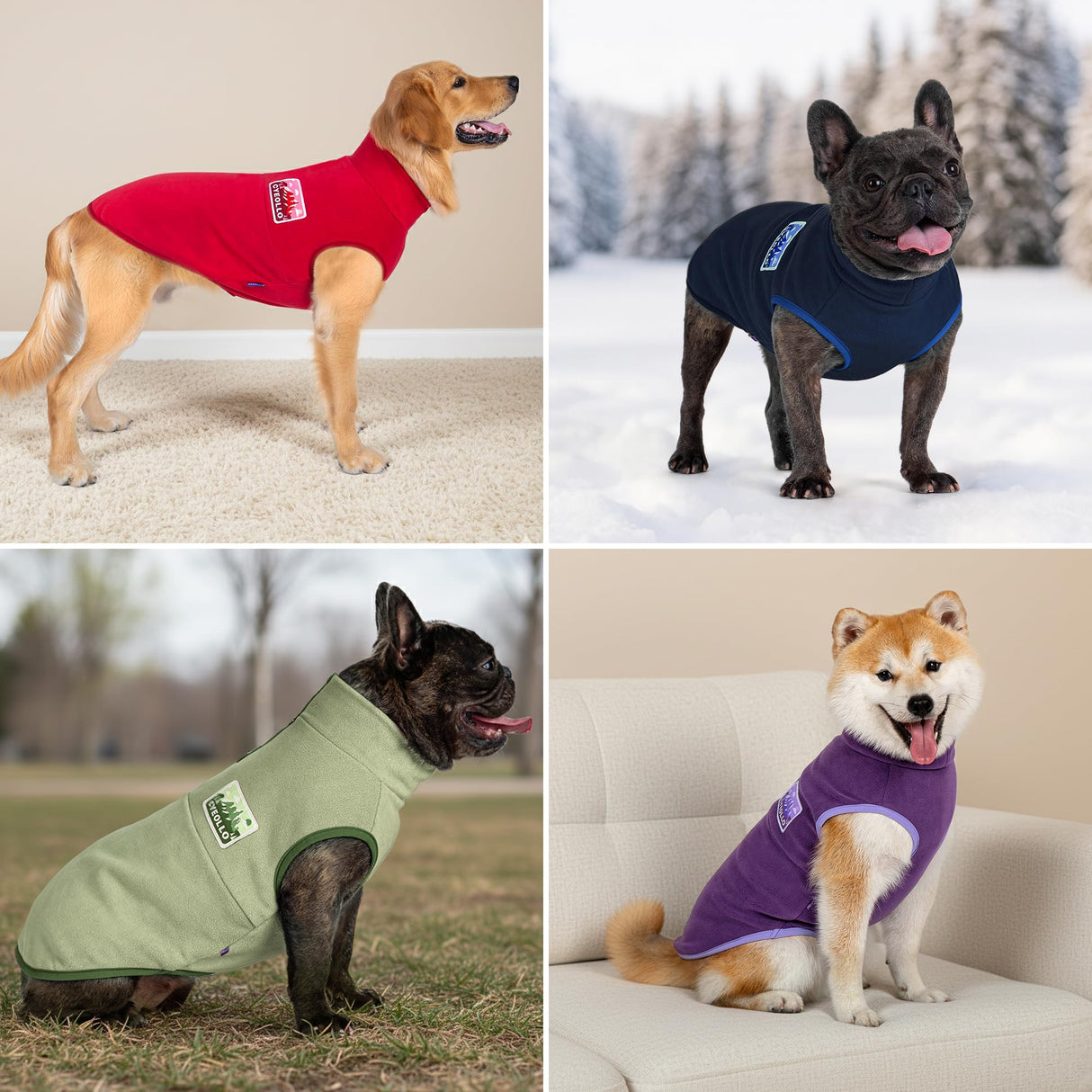 cyeollo Fleece Dog Sweater, Pullover Dog Fleece Jacket Turtleneck Sweatshirt Stretchy Vest Warm Lightweight Winter Clothes for Small Dogs, Purple L