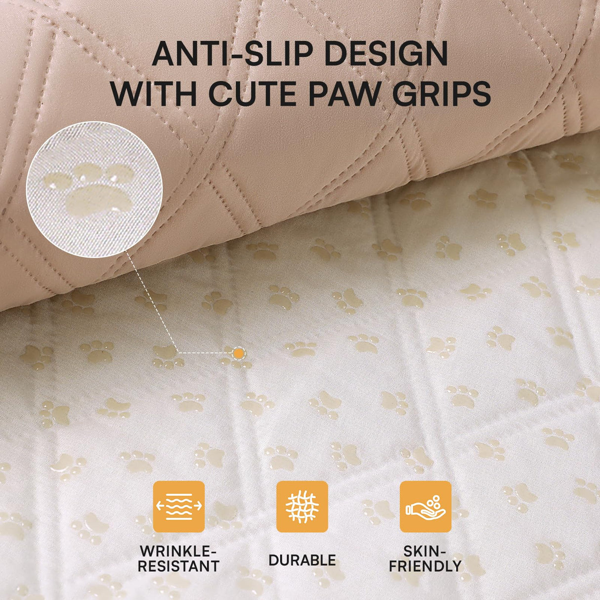 Luciphia 100% Waterproof Couch Cover Blanket for Dogs Anti-Slip Pet Couch Protector Sofa Mat Puppy Cat with Non-Slip Bottom, Beige, 52x82 Inch