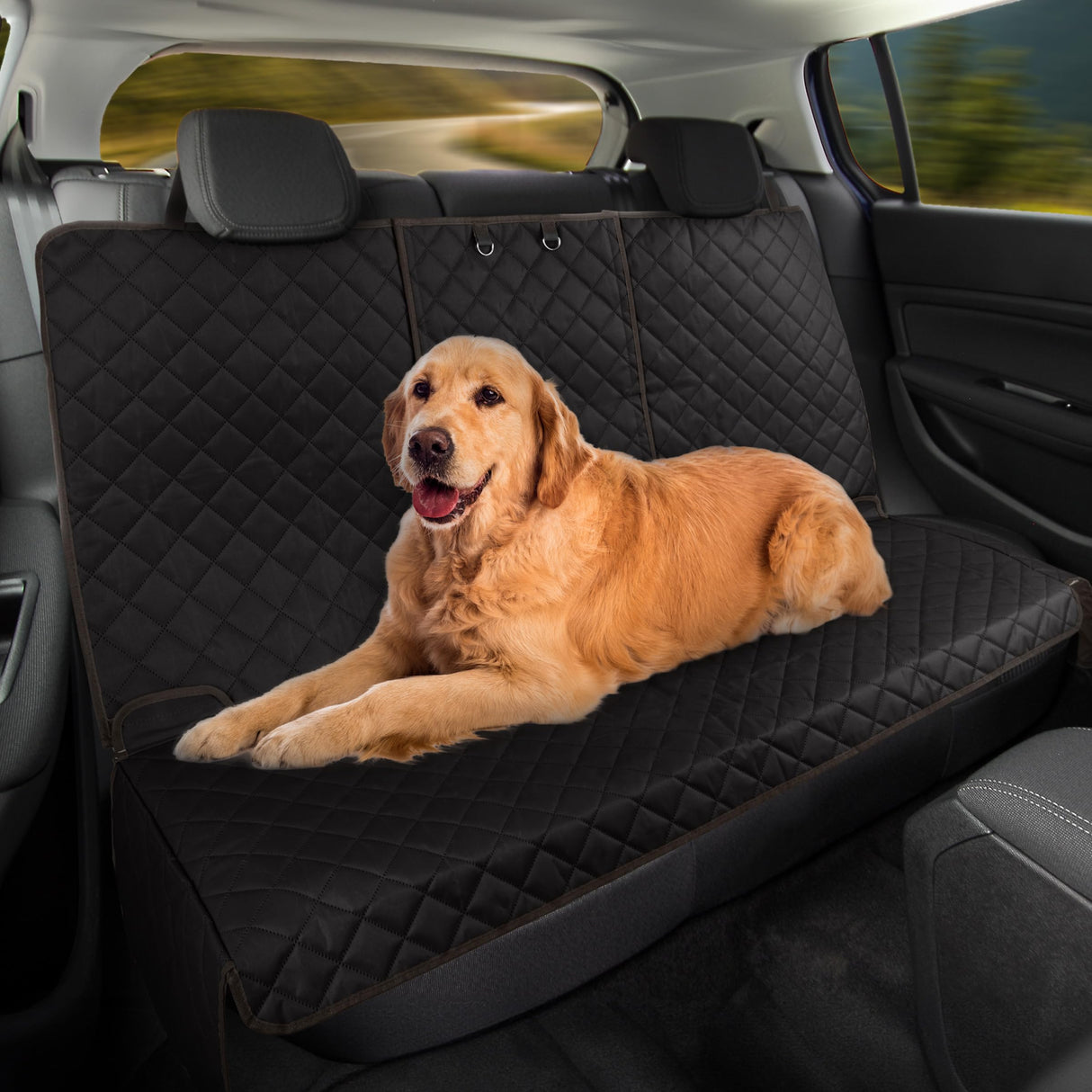Dog Car Seat Cover for Back Seat - Water-Resistant Car Seat Protector for Cars, Trucks, and SUVs - Seat Cover Protects from Scratches, Mud, Pet Hair and Accidents - Car Accessories by PETMAKER (Black)