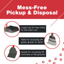 Load image into Gallery viewer, Pawler Pooper Scooper for Large Dogs, Small Dogs and Horses, Metal Poop Scooper Set with Long Handle Rake, Spade and Tray for Yard, Grass, Dirt or Gravel, Heavy Duty Aluminum Poop Picker Upper