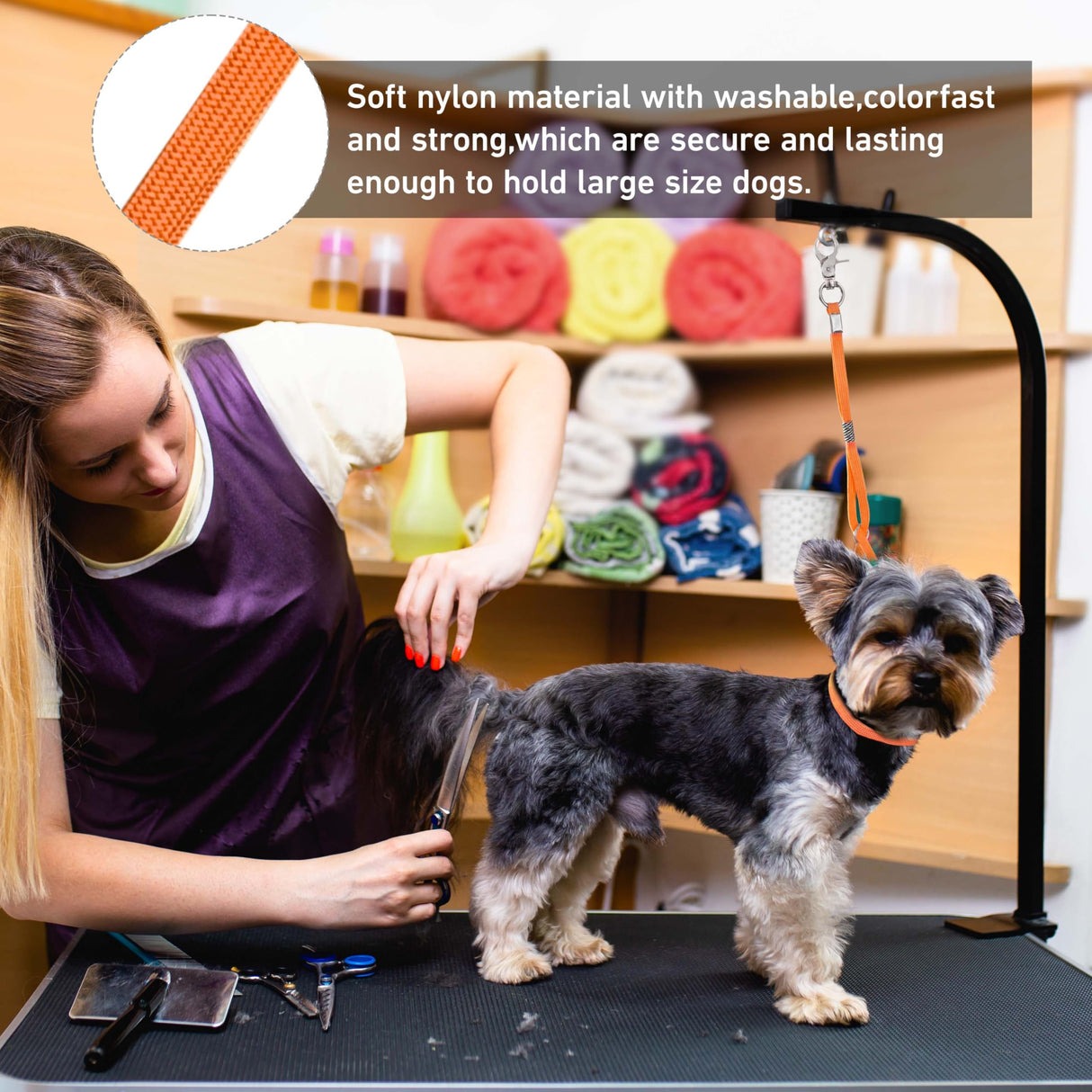 Pet Dog Grooming Loop, Nylon Restraint Noose Adjustable Fixed Dog Cat Safety Tether Straps Dog Grooming Supplies for Pet Grooming Table Bathtub - 6 Pack / 6 Color