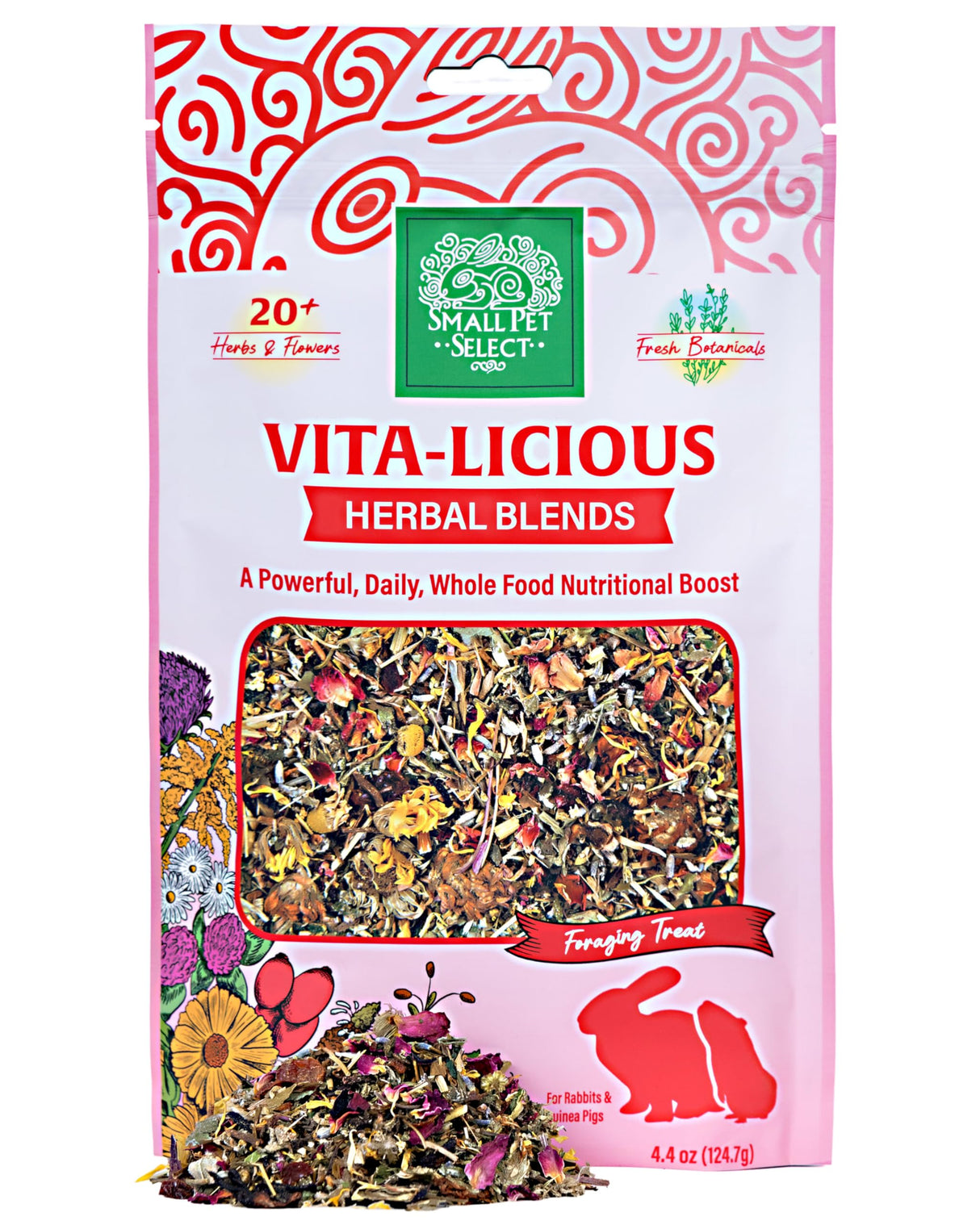 Small Pet Select - Vita-Licious Herbal Blend, a Natural Herbal Treat for Rabbits, Guinea Pigs, Hamsters, Gerbils, and Mice, 4.4oz
