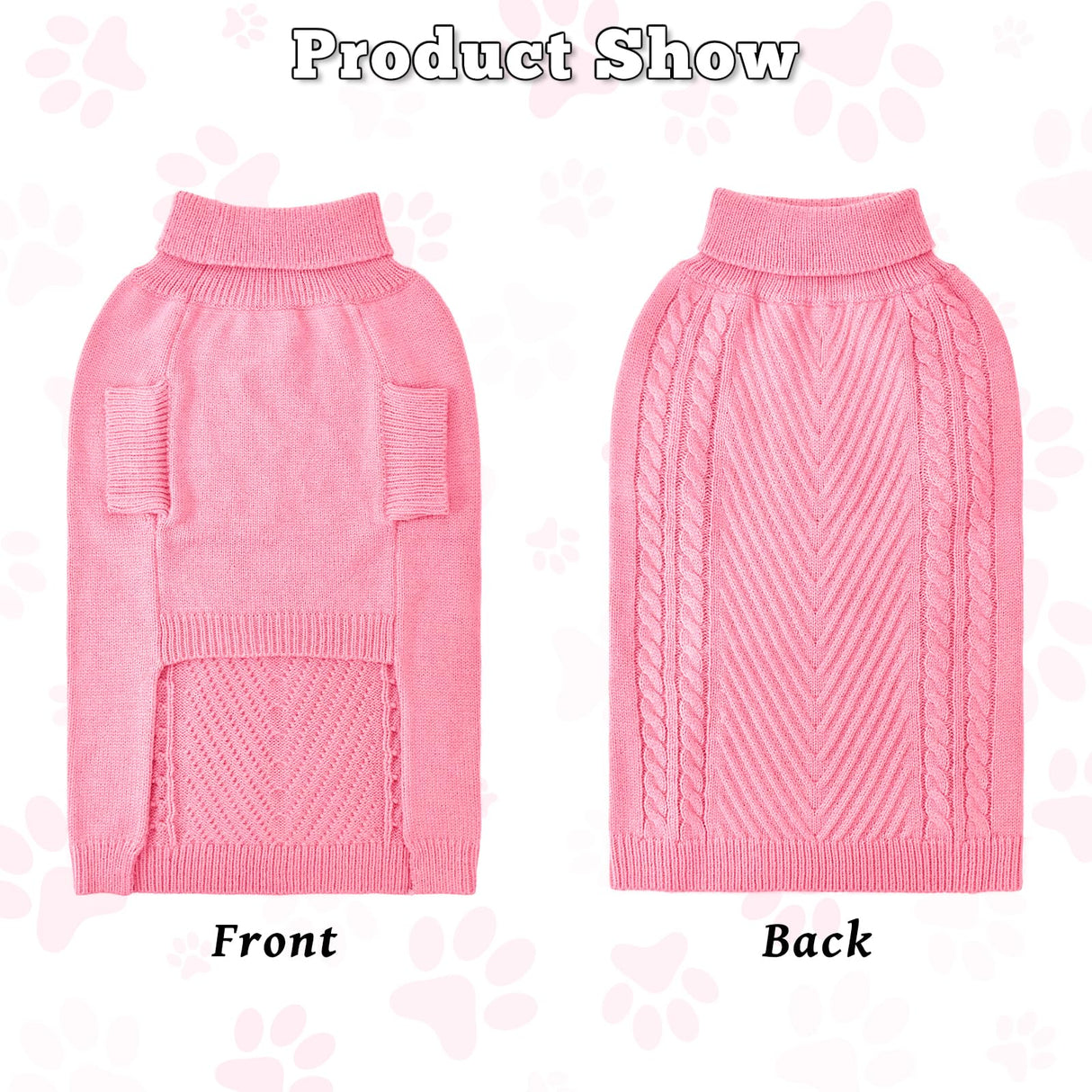 Lonepetu Dog Sweaters for Large Dogs Winter Clothes,Soft and Warm Girls Fleece Turtleneck Knitwear,Christmas and New Year Gift for Labrador,Golden Retriever,Doberman (Pink 2XL)
