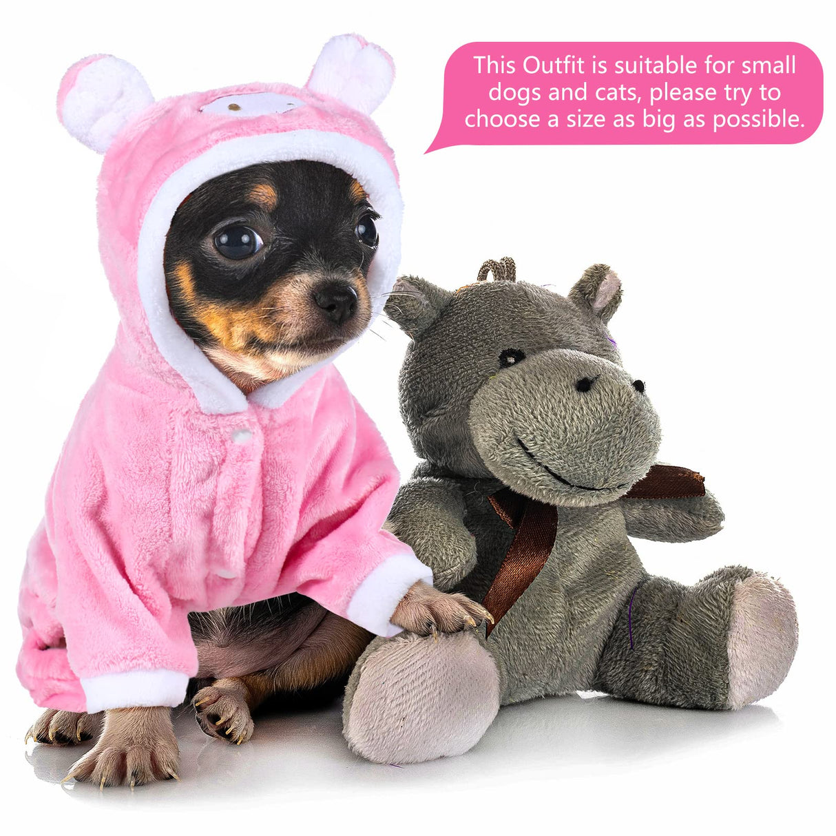 Queekay 2 Pieces Cute Dog Costume Halloween Cat Clothes Pink Pig PET Costume Design Dinosaur Clothing Puppy Outfits PET Hoodie Warm Dress up Clothes for Puppies and Kitten(Medium)