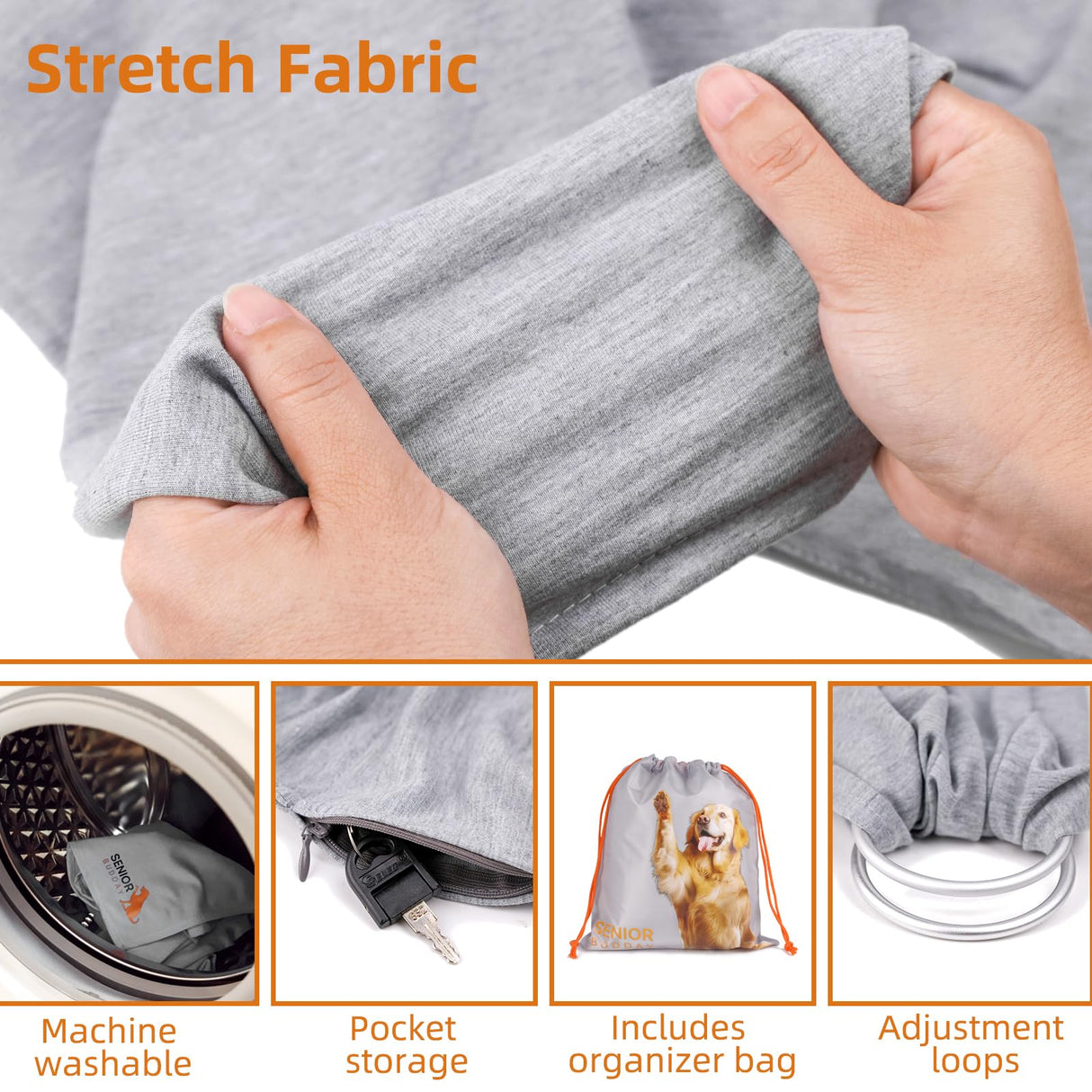 Dog Sling Carrier for Small Dogs,Carrying Wrap Anti-Anxiety Cat Sling,Adjustable Pet Sling(Light Gray)