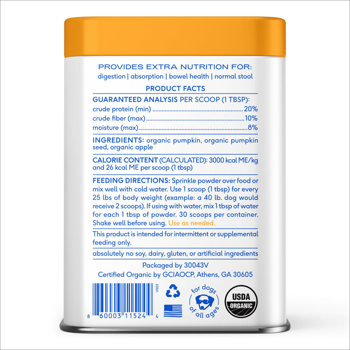 Native Pet Pumpkin for Dogs - Organic Powder Pumpkin Puree Dog Food Toppers -Rich in Fiber Supplement Powder Helps with Digestion, Nutrient Absorption, Diarrhea, Constipation & Upset Stomach-30 Scoops