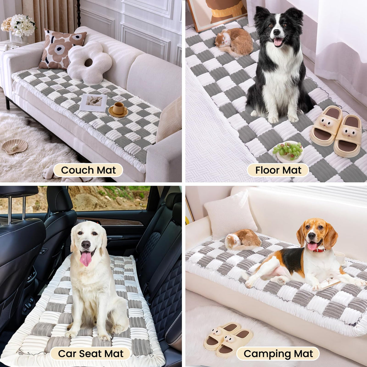 TiInsta Backseat Pet Bed Mat,Dog Bed for Car,Dog Seat Cover for Car Back Seat, Non-Slip Travel Pet Mat, Fit for Backseat Extenders and Seat Covers (Light Gray&White)