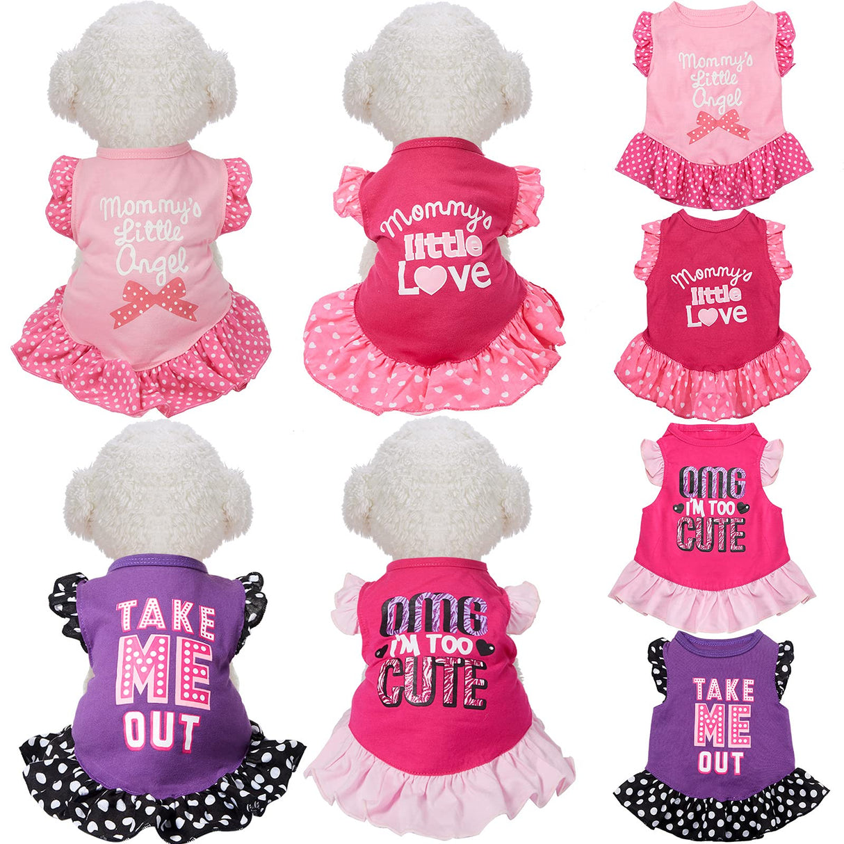 Frienda 4 Pieces Dog Dress for Small Dogs Cute Dog Costumes Puppy Shirt Skirt Dresses Pet Holiday Clothes Apparel for Cats Puppy(M)