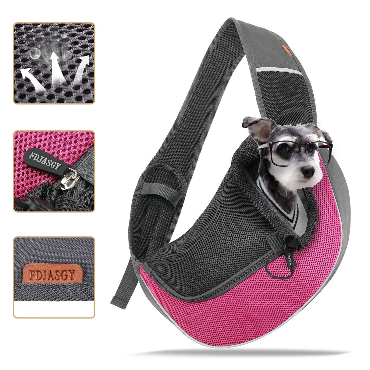 FDJASGY Pet Sling Carrier for Small Dogs Cats,Breathable Mesh Travelling Hand Free Puppy Backpack with Pouch and Adjustable Strap Carrier