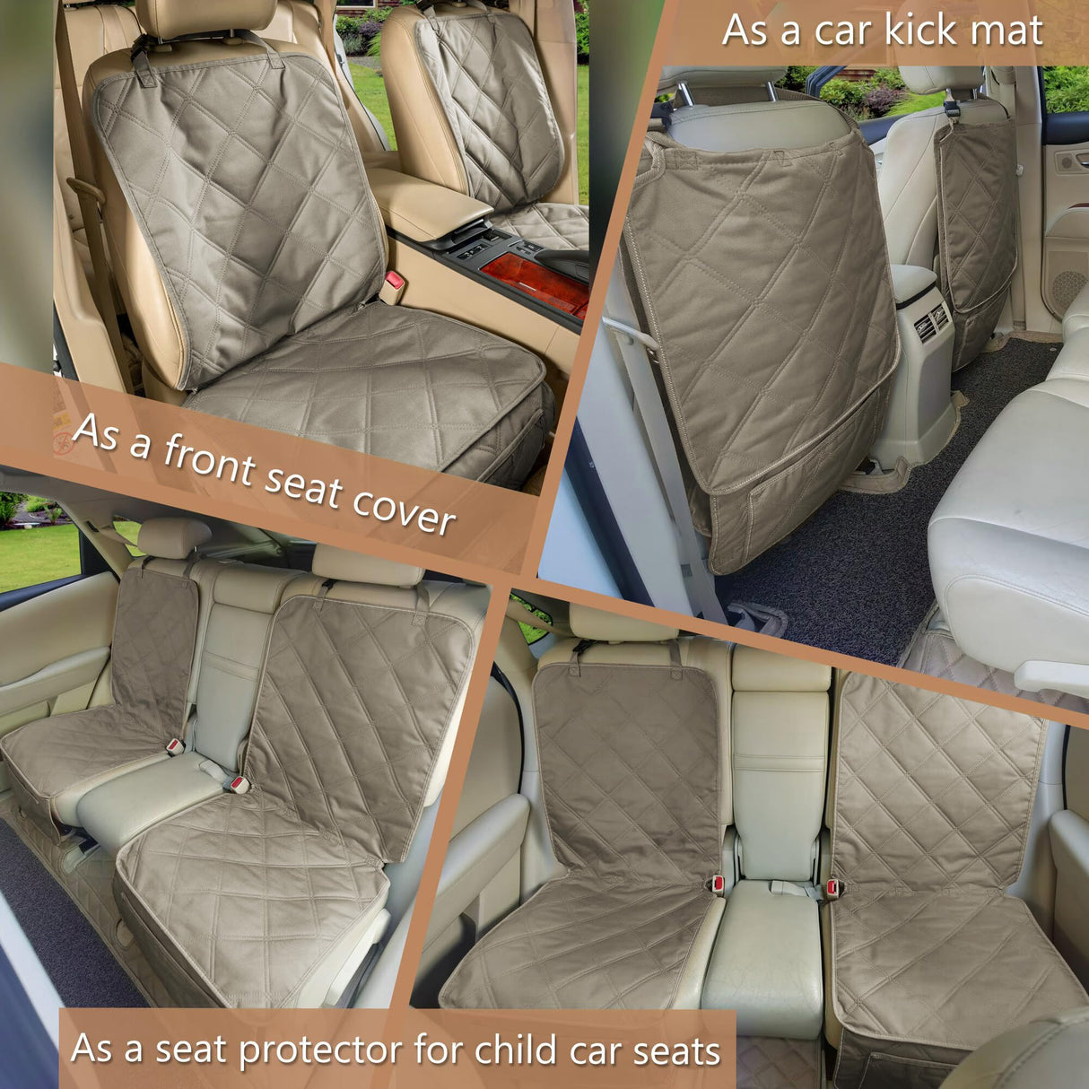 YESYEES Dog Front Seat Covers for Cars, 2 Pack Waterproof Bucket Seat Covers for Dogs with 4 Nonslip Straps, Long-Lasting Pet Car Seat Protector Universal Fit for Cars Trucks and SUVs (Khaki)