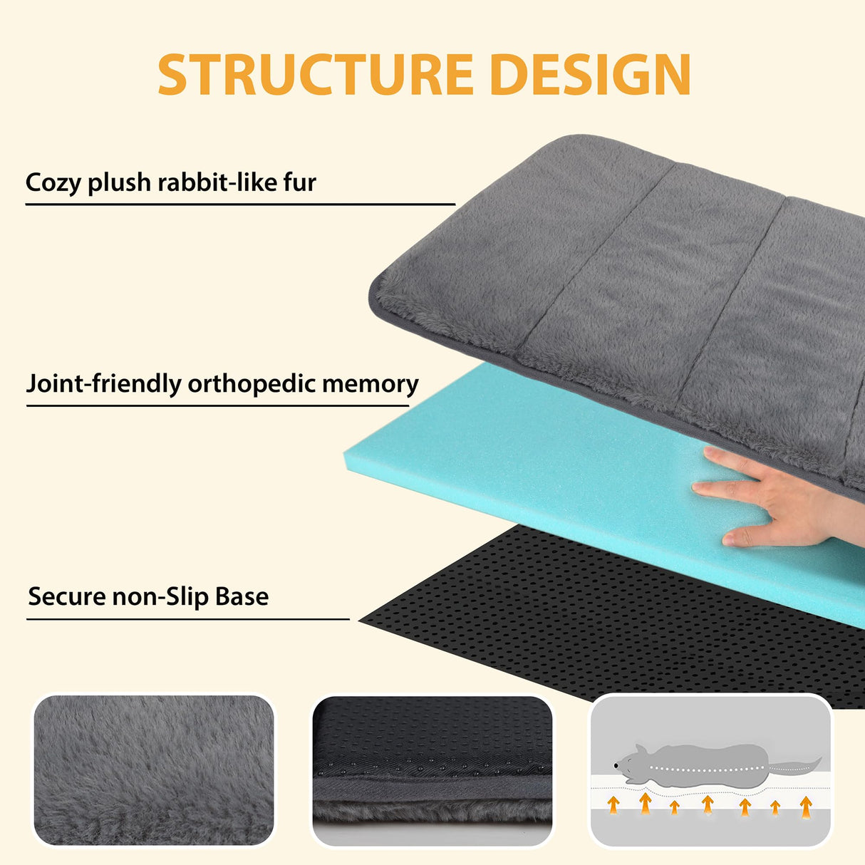 ZAKAPAWS Dog Crate Pad for Large Dog - 35x23 Memory Foam Dog Bed, Washable & Anti-Slip Dog Bed Mat, Ultra Soft Kennel Pad for Dogs Cozy Sleeping Mat, Grey