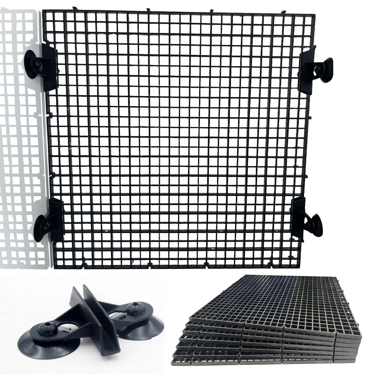 TQDXZA 0.35-Inch Black Aquarium Divider Panel 11.8"x11.8",8pacs - Strong Suction Cups, Easy Cut Design to Separate Fish (10-55 Gallon Tanks)