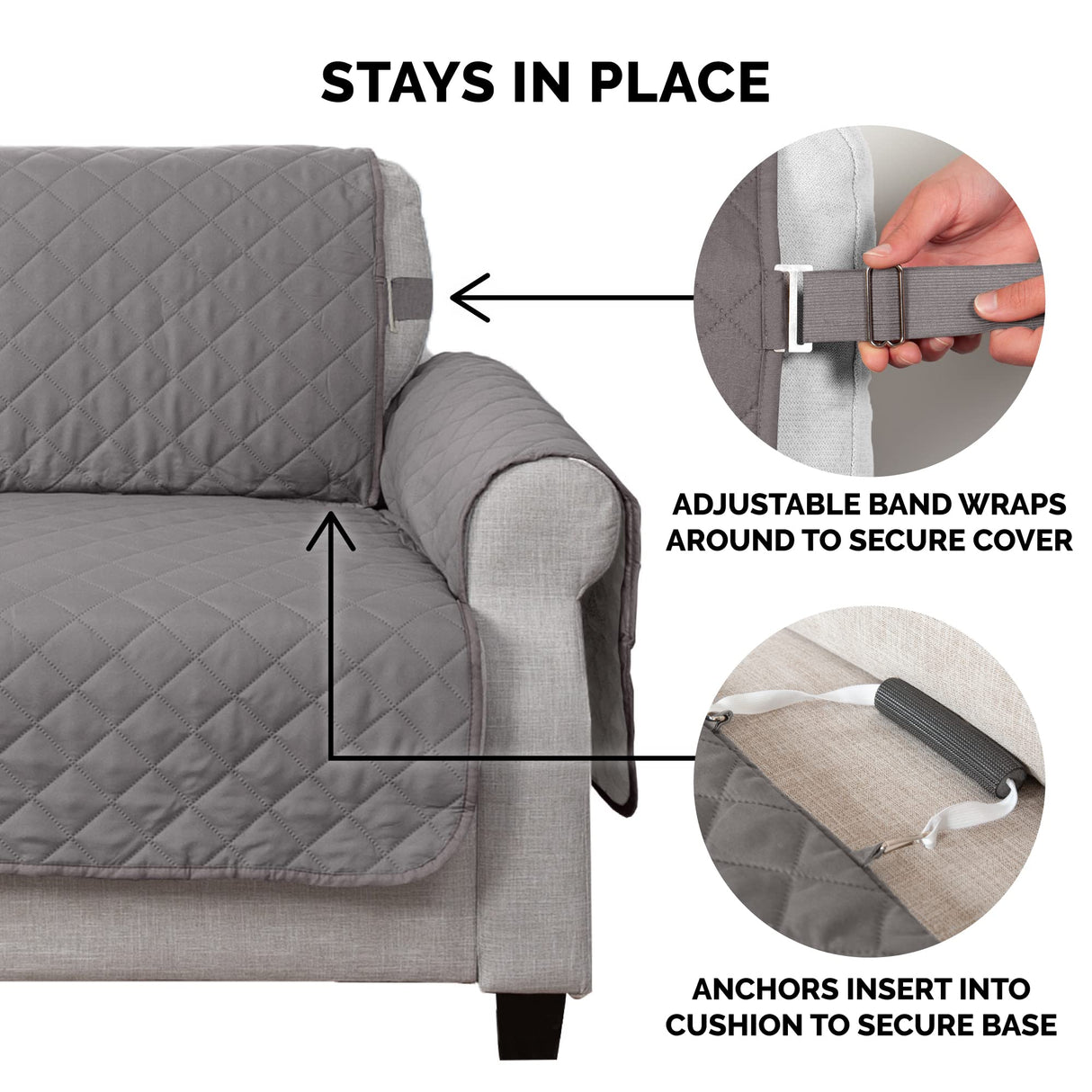 Furhaven Water-Resistant & Reversible Chair Cover Protector for Dogs, Cats, & Children - Two-Tone Pinsonic Quilted Living Room Furniture Cover - Gray/Mist, Chair