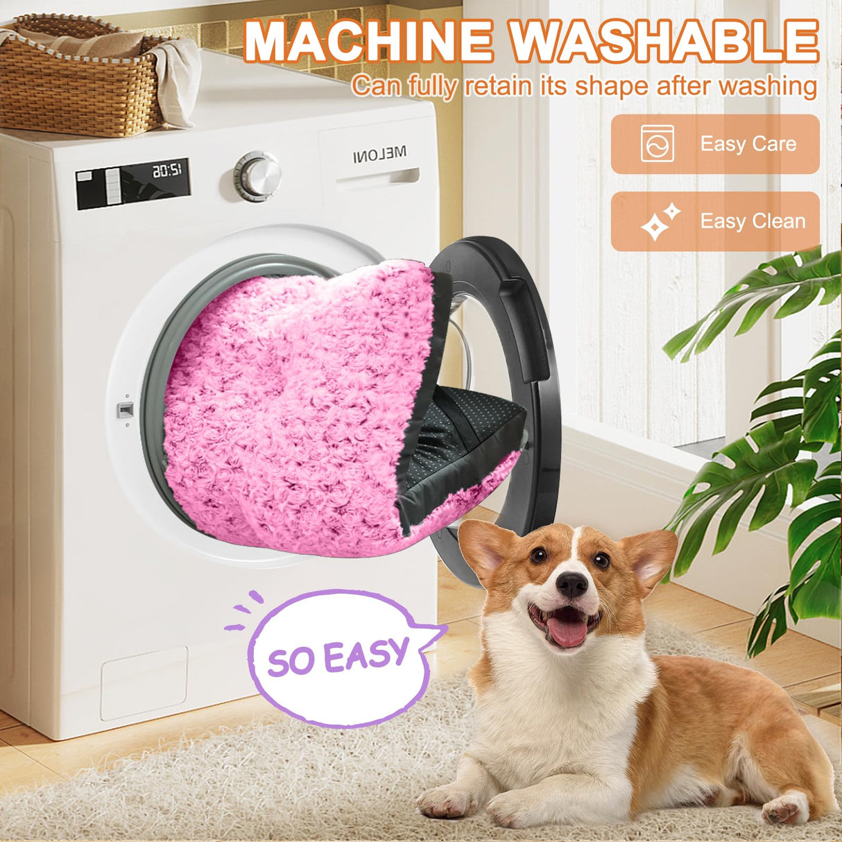 POCBLUE Dog Bed Medium Sized Dog, Washable Plush Pet Bed for Crate, Anti-Slip Pet Mat for Cages, Comfy Crate Pad for Outdoor/Indoor/Car Use, Soft Kennel Pad for Dogs Up to 40 lbs, 29"x19", Pink