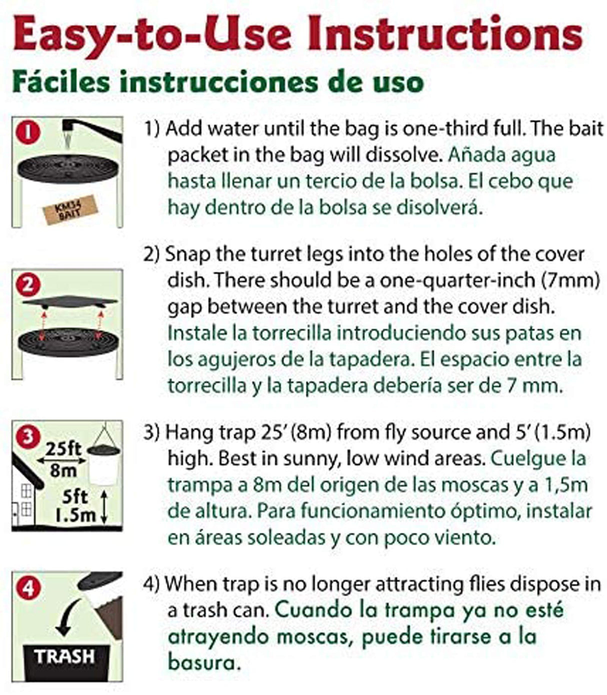 Flies Be Gone Fly Trap - Disposable Non Toxic Fly Catcher - Made in USA - Natural Bait Trap for Patios, Ranches. Easy to Use Outdoor Fly Traps, Keeps Flies from Coming Indoors (2 Pack)