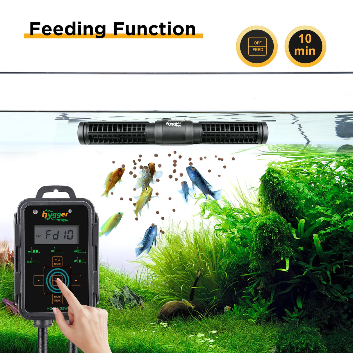 hygger Aquarium Wave Maker, Adjustable Cross Flow Pump with LED Display Controller, Magnetic DC 24V Aquarium Powerhead for Freshwater and Marine Reef Aquariums Up to 135 Gallon (18w)