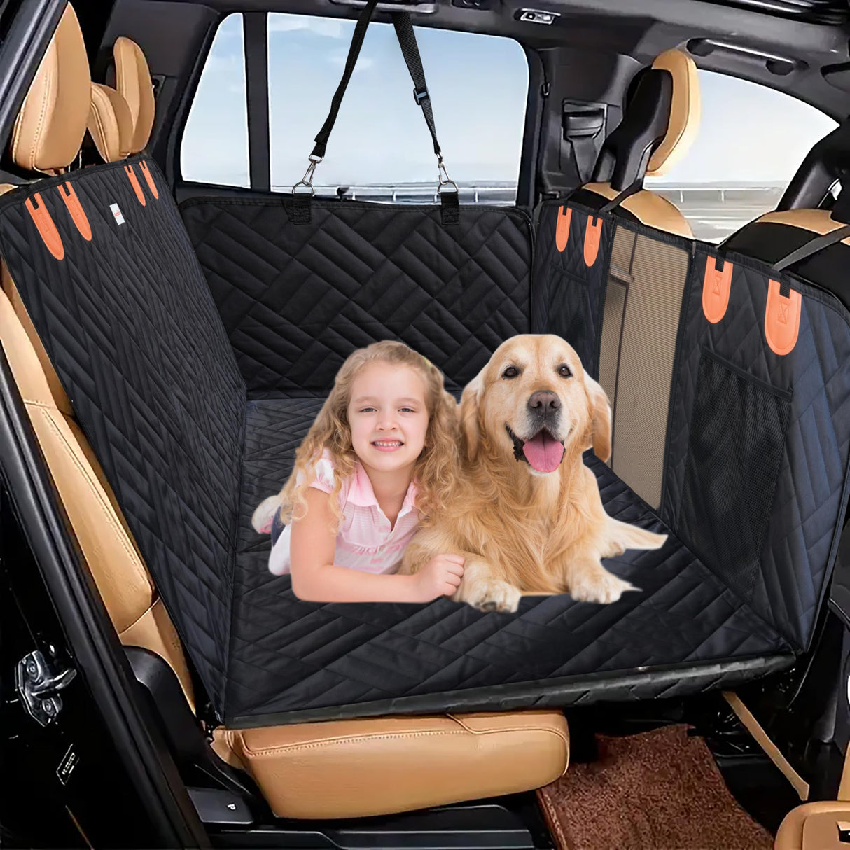 Paw Rider Back Seat Extender for Dogs Hard Bottom - Sturdy Dog Hammock for Car Hard Bottom Car Seat Cover for Dogs, with Seatbelt (No Foam)