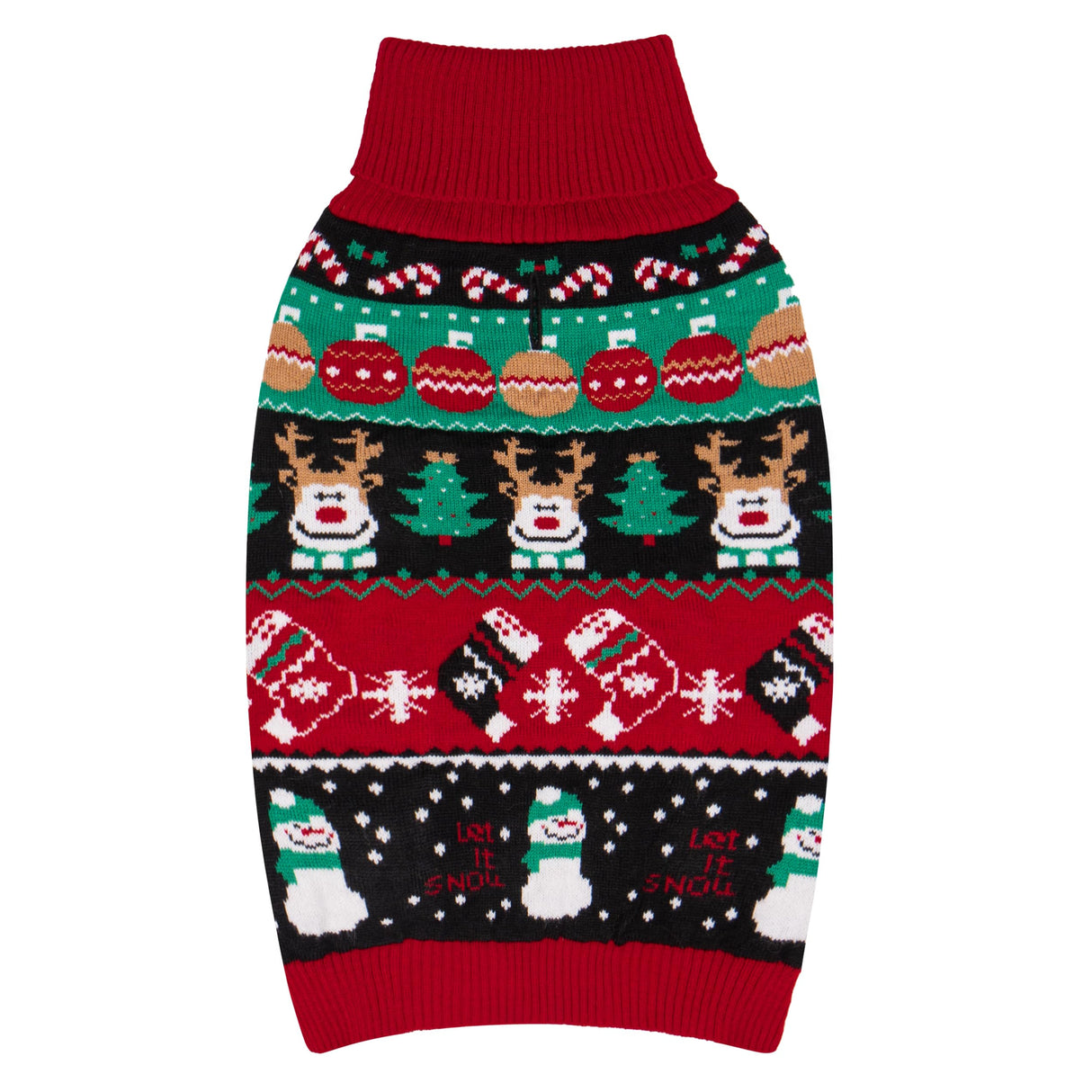cyeollo Dog Christmas Sweater, Turtleneck Knitted Sweaters with Leash Hole Soft Pullover Clothes, Warm Dog Outfit Xmas Clothes for Small Dog & Cat, S