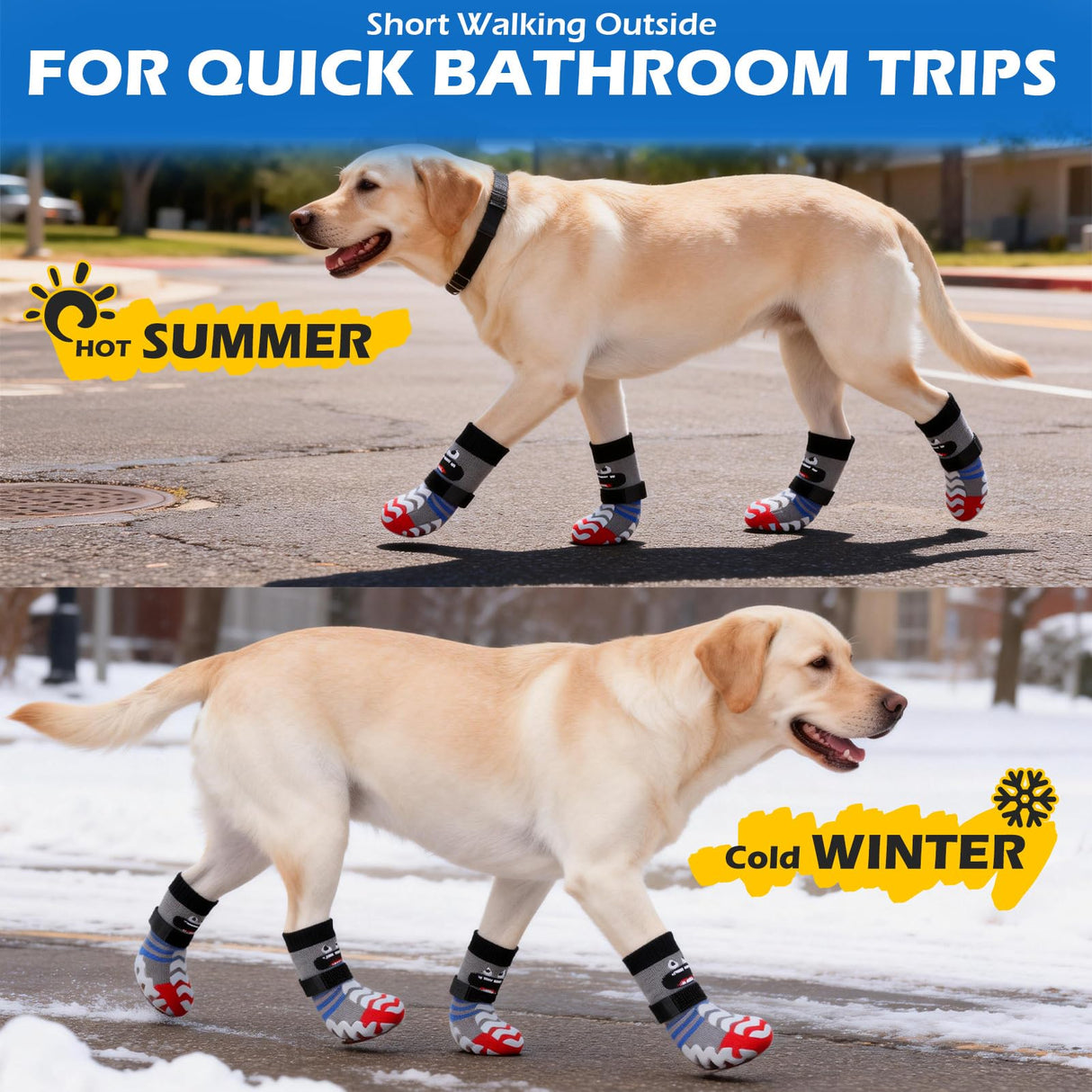 EXPAWLORER Dog Socks to Prevent Licking Paws with Grippers for Hardwood Floors Anti Slip, Cute Double Sides Dog Winter Shoes Booties Boots & Paw Protectors with for Small Medium Large Senior Dogs S