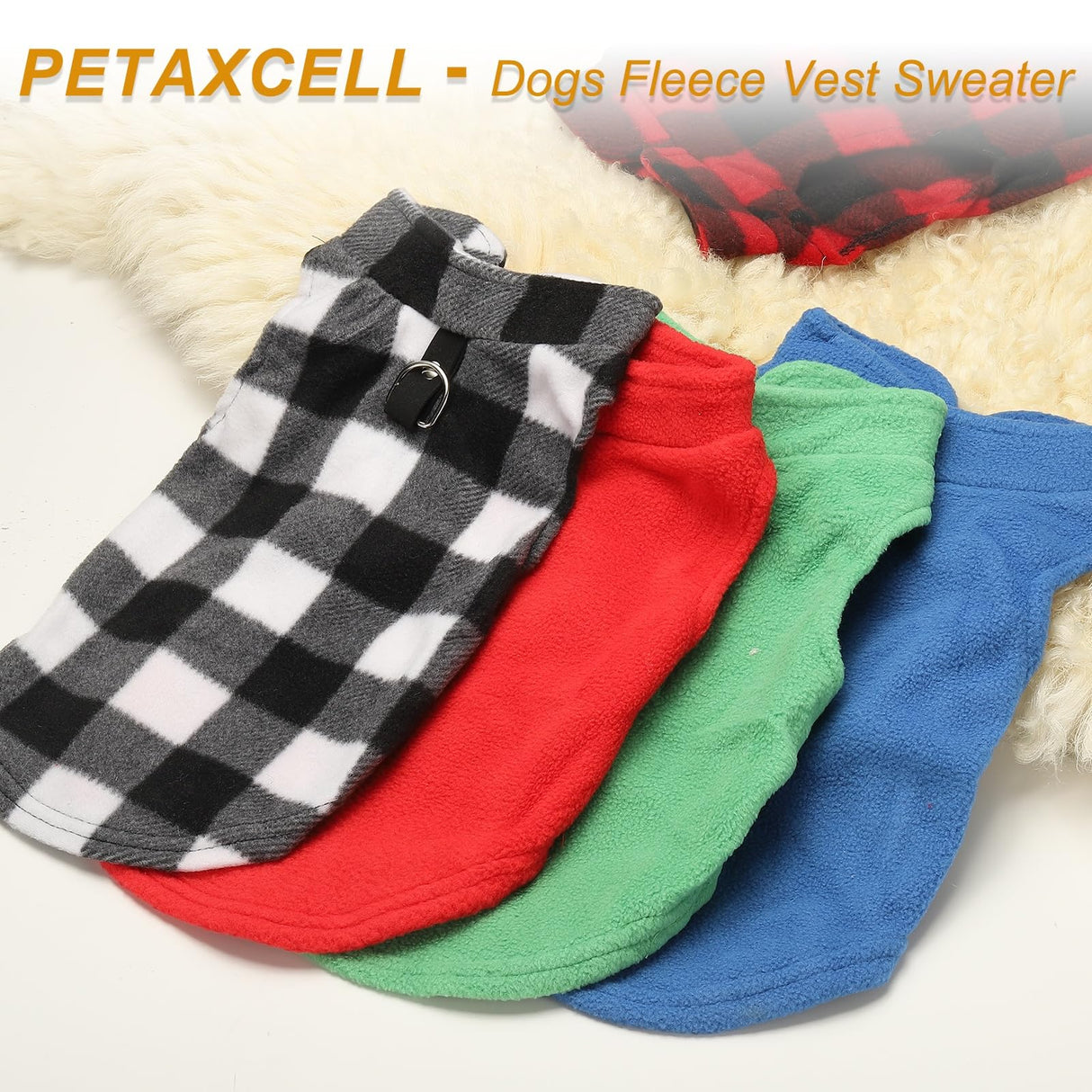 PETAXCELL Dogs Fleece Vest Sweater, Stretch Fleece Dog Coat with Leash Ring Winter Warm Pet Thick Clothes Soft (M, Solid, Rose Red/Purple, 2Pack), for Chihuahua/Bichon/Puppies/Kitten