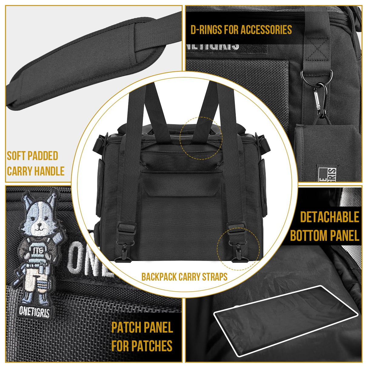 Onetigris Portable Pet Carrier for Small Puppy Dog and Cat, Multi Carry Way Soft Sided Carrier, Lightweight Adjustable Travel Pet Carrier for Outdoor Walking, Vet Visit, Camping, Up to 12lbs